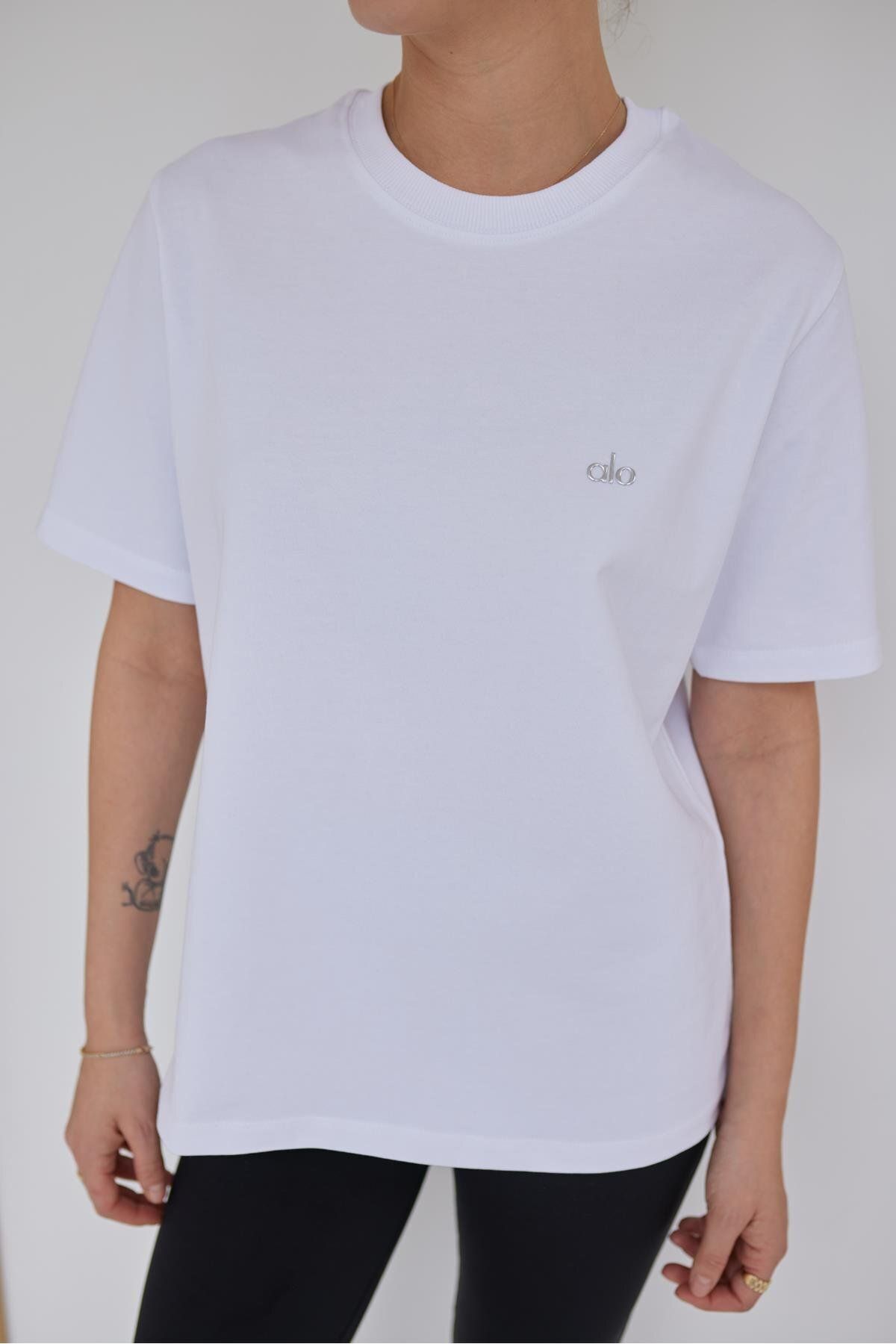 bysedaortac Metalik Baskılı Oversize T-shirt