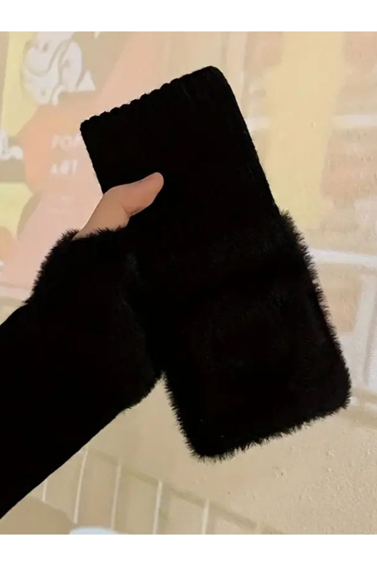 NaturalCharm Kadın Kışlık Örgü Parmaksız Eldiven, 1 Çift Unisex Akrilik Peluş Parmaksız Eldiven