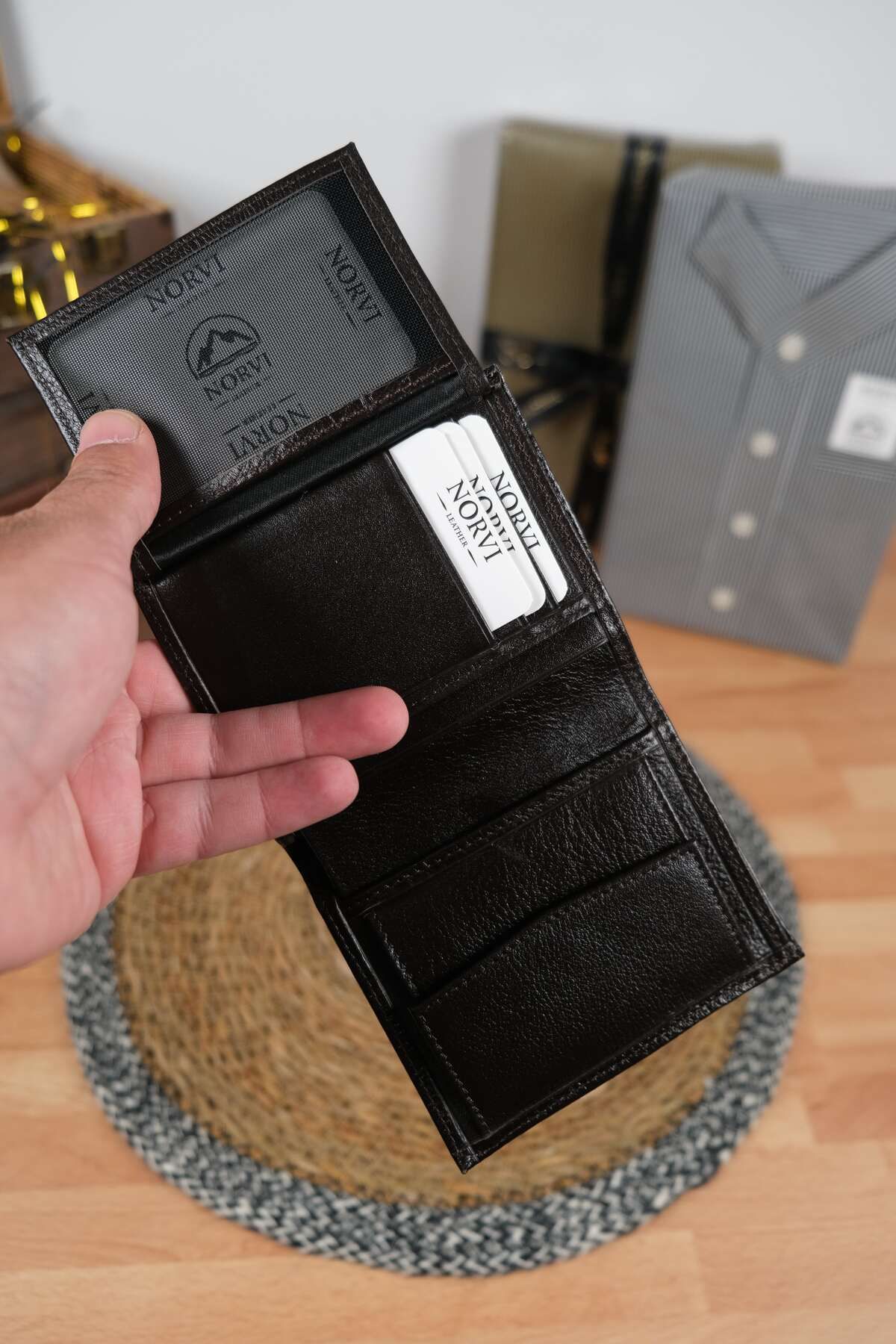 Norvi Leather Madeni Para Gözlü Hakiki Deri Cüzdan Siyah