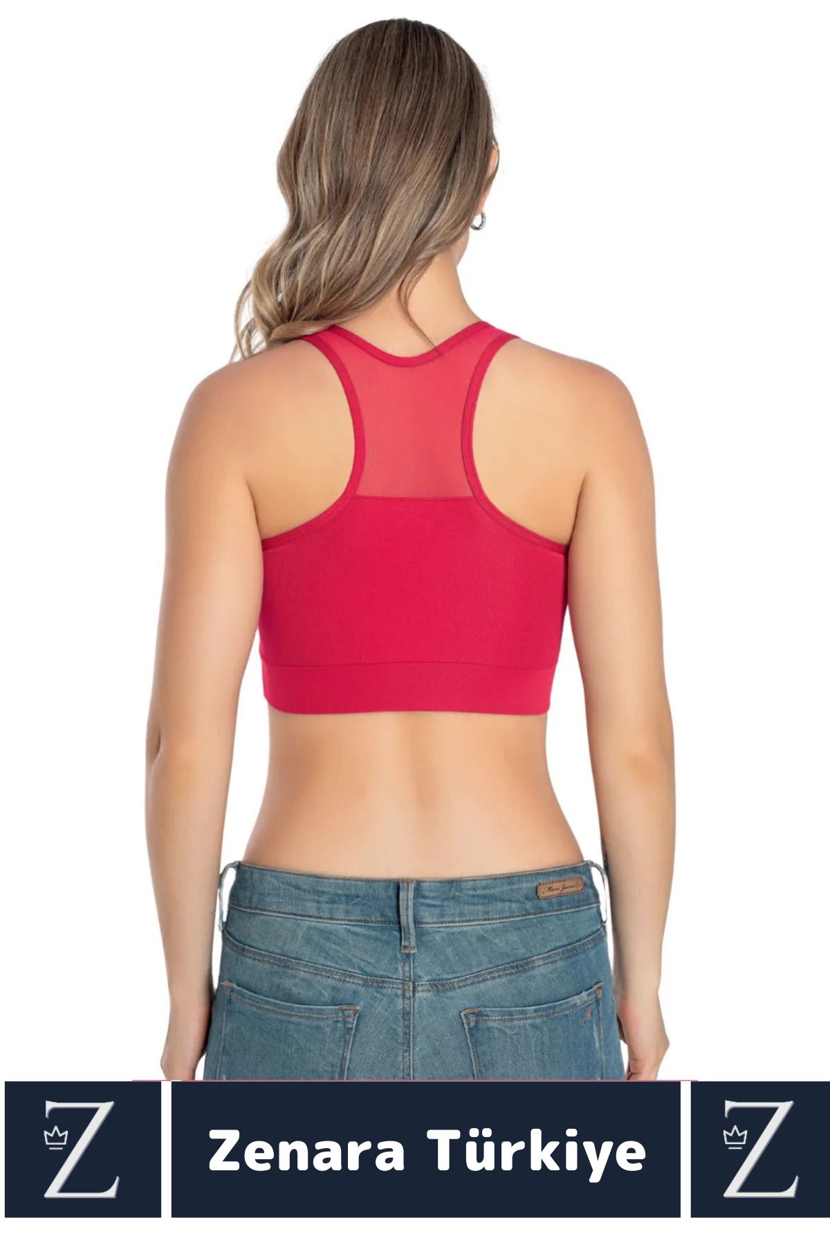 Zenara-High Quality Breast Enhancer Anti-Sagging Sports Casual Wear Stylish Crop Bustier with Tulle Detail 3