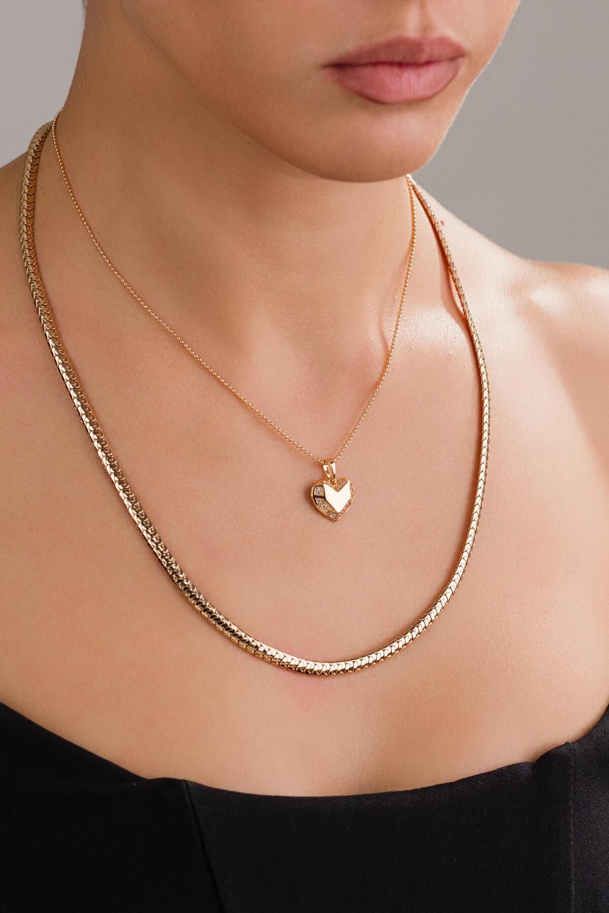 STYLE OF CARMEN ROSE GOLD KALPLİ KOMBİN KOLYE