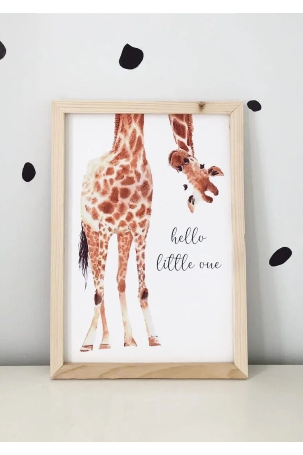 NT Handmade Doğal Ahşap Kenarlı Hello Little One Duvar Dekoru Salon Oturma Yatak Odası için Tablo Seti