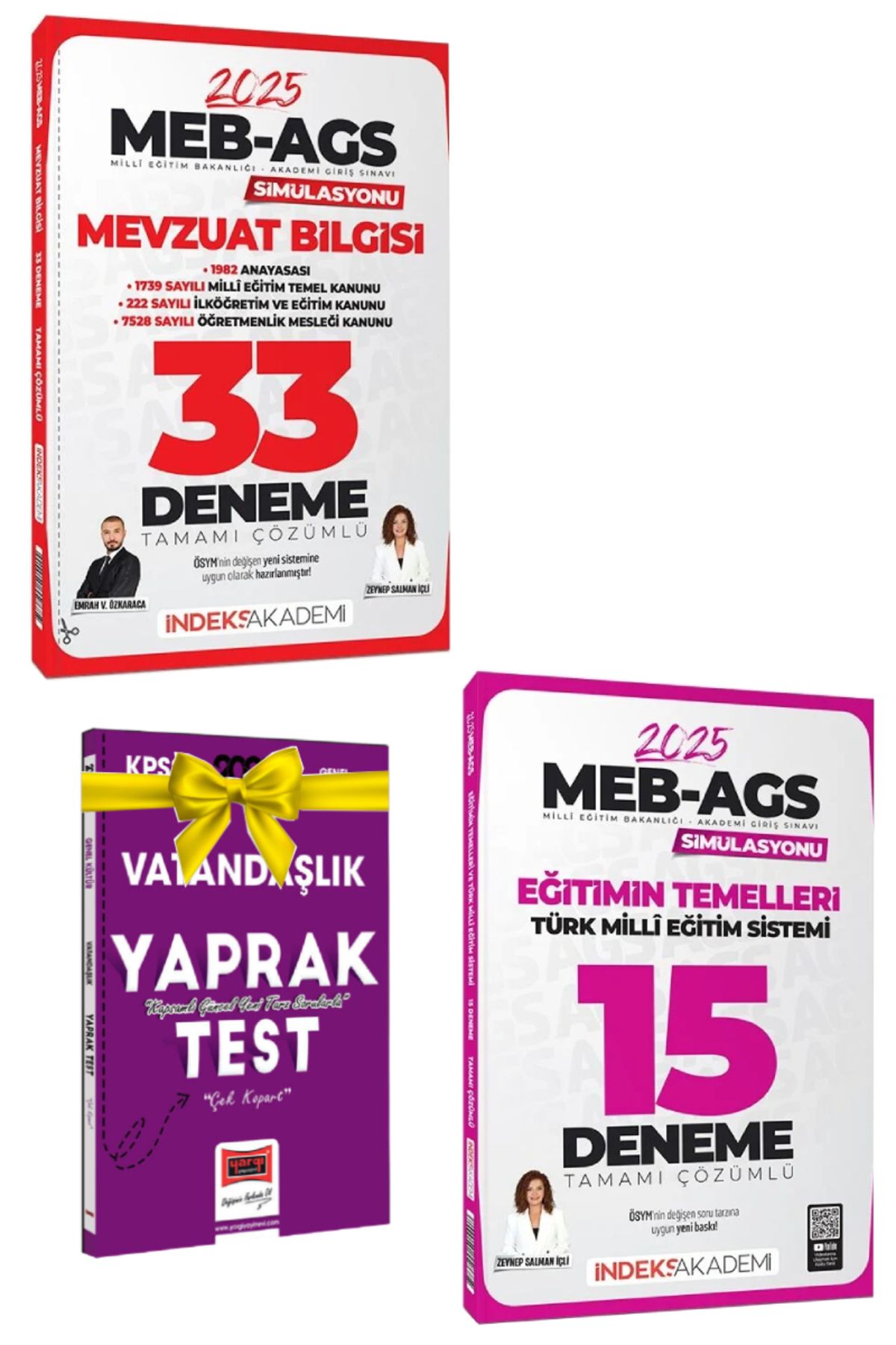 İndeks Akademi 2025 İndeks Akademi MEB AGS Mevzuat Deneme+Eğitimin Temelleri Deneme+Hediye