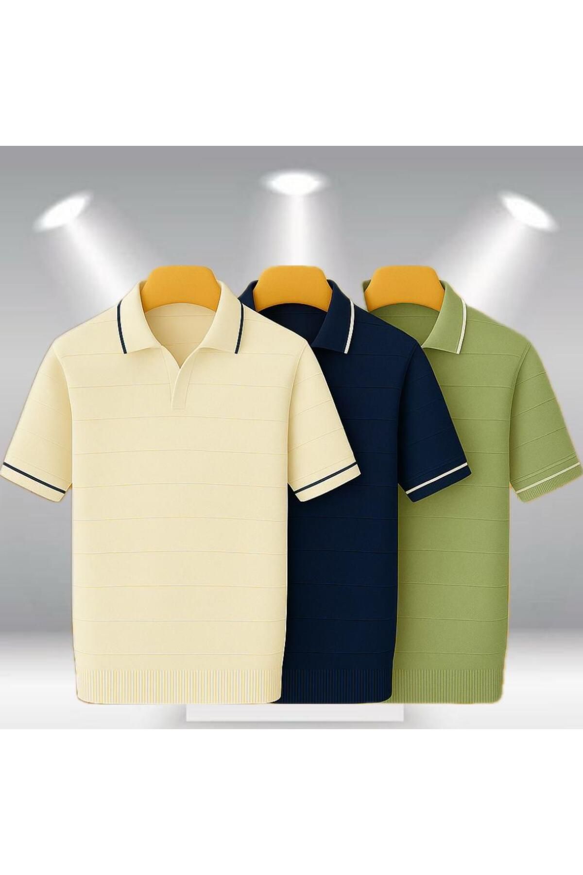 LC Waikiki 3'lü Avantaj Paket Polo Yaka Kısa Kollu Çizgili Erkek Yazlık Triko Premium Tişört / T-shirt