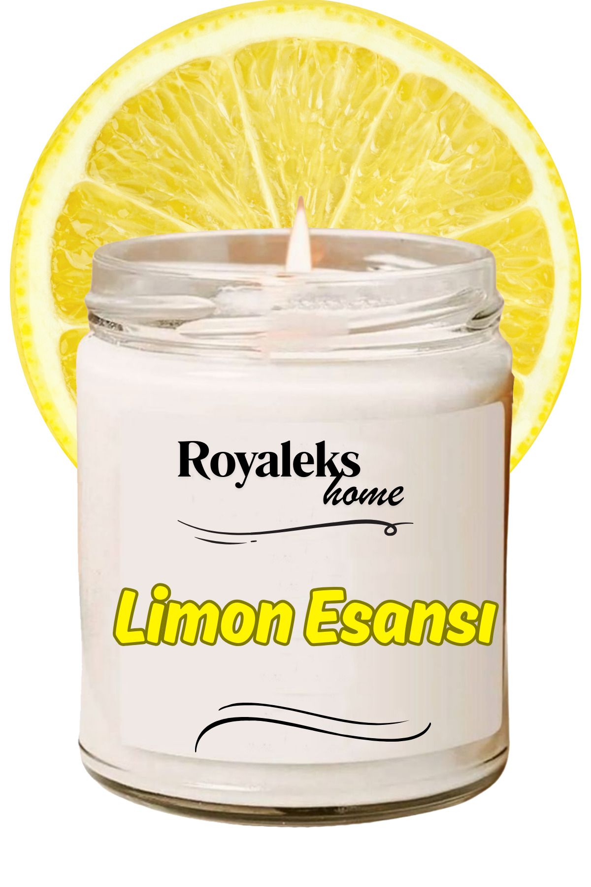 Royaleks Doğal Özel Seri Kokulu Dekoratif Kavanoz Mum 210 cc - Limon Esansı - RYL