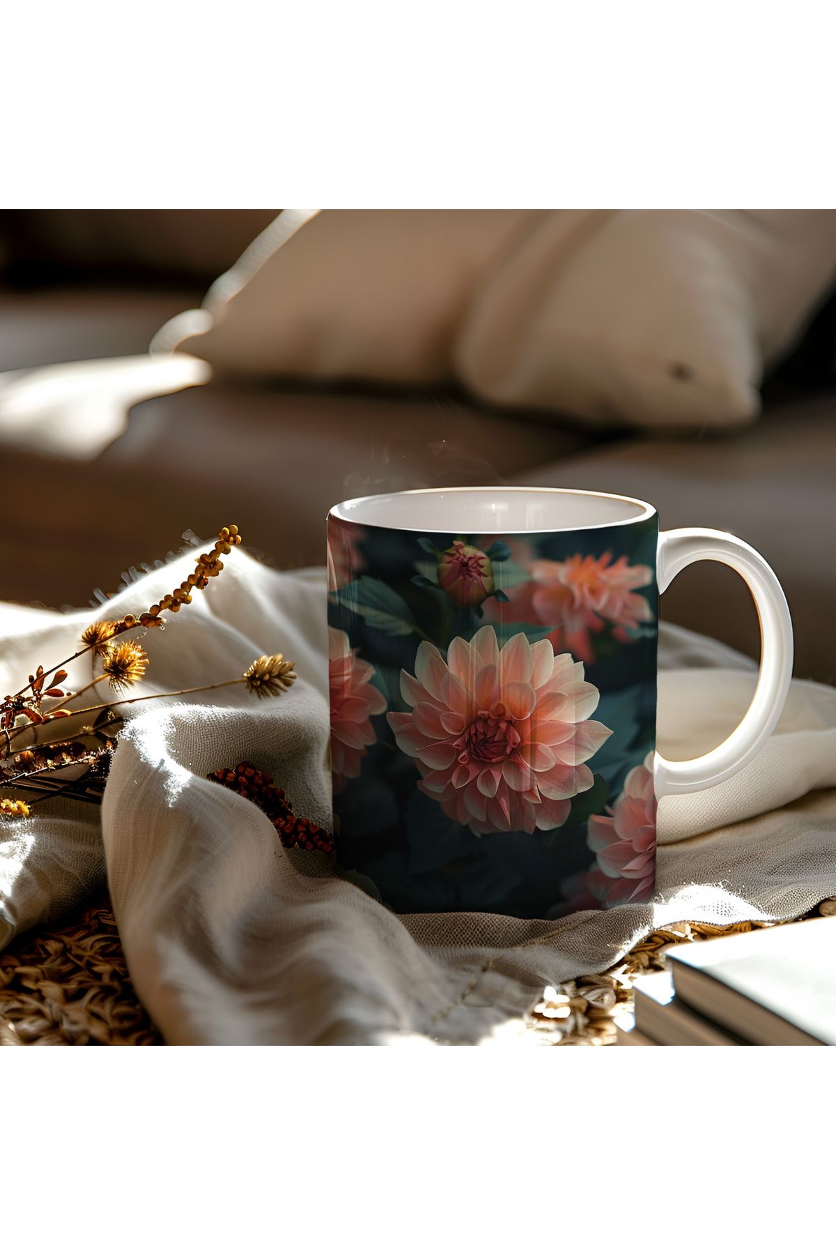 waspandhornet Dahlia Çiçekli Seramik Kupa