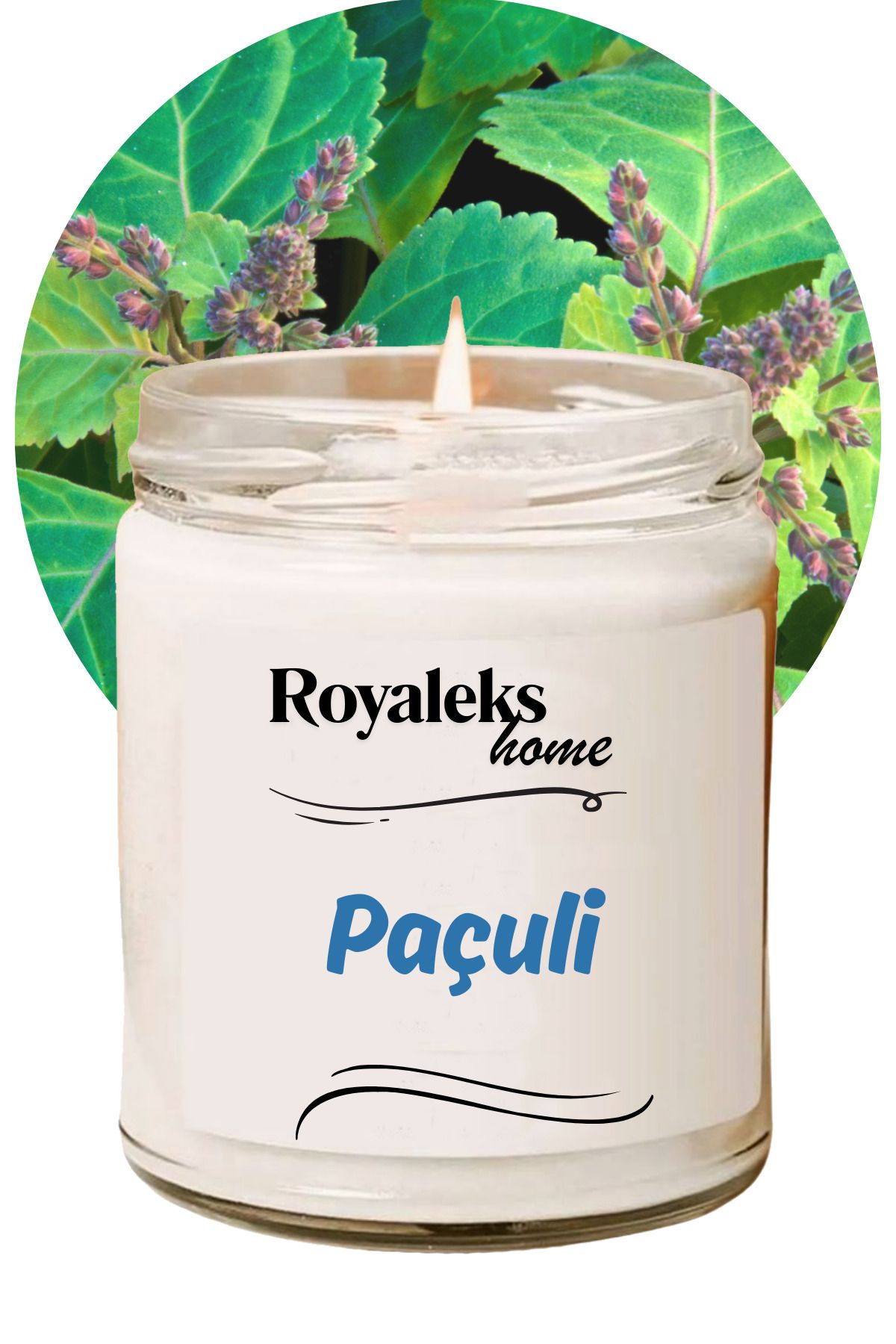 Royaleks Doğal Özel Seri Kokulu Dekoratif Kavanoz Mum 210 cc - Paçuli Esansı - RYL