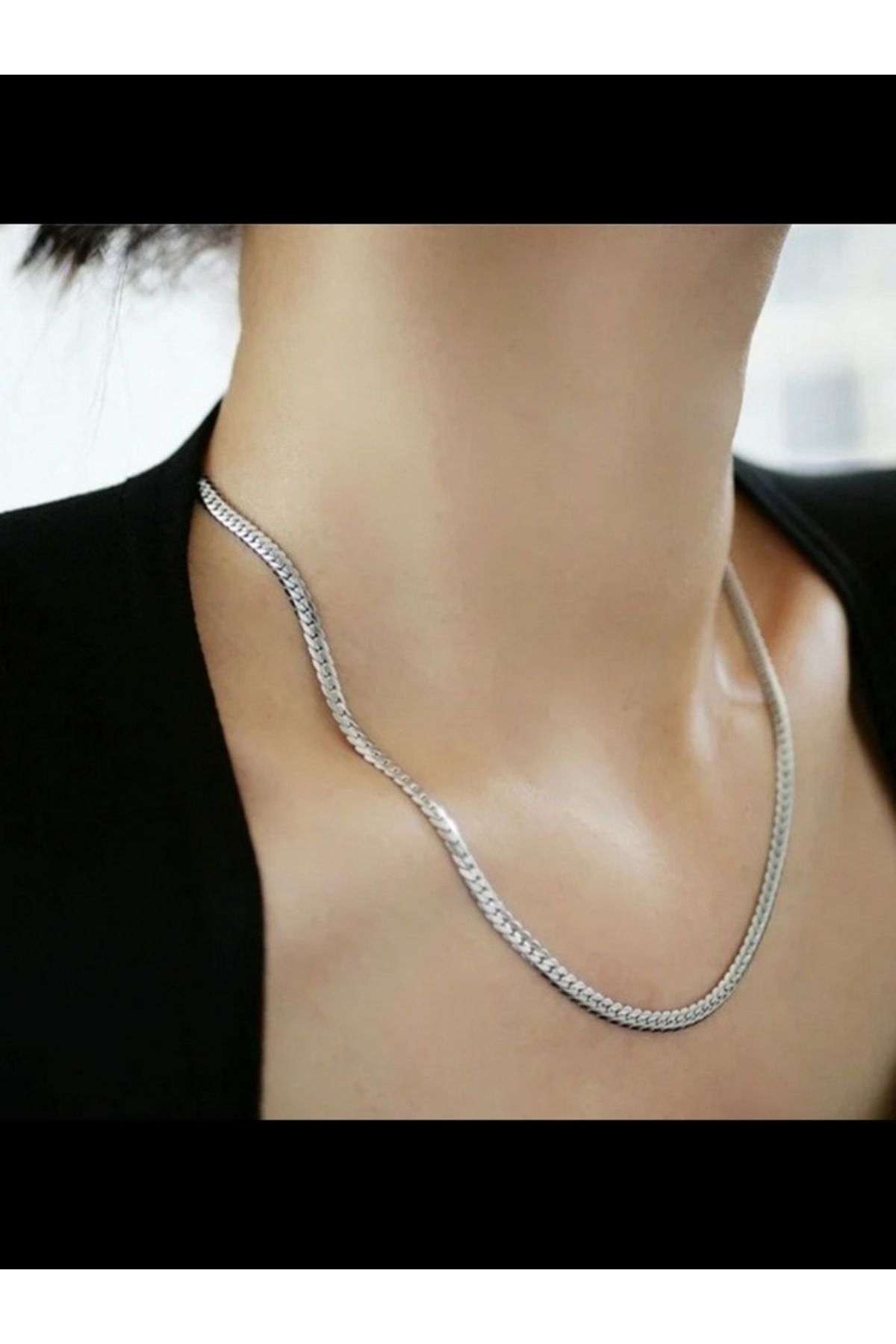 FT Tasarım Paslanmaz Çelik Unisex İtalyan Zincir Gümüş Kolye