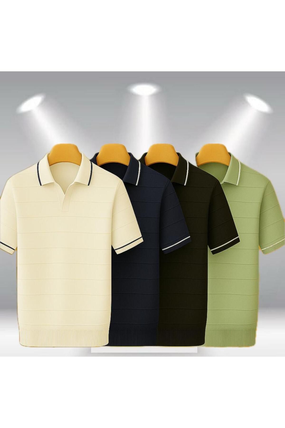 LC Waikiki 4'lü Avantaj Paket Polo Yaka Kısa Kollu Çizgili Erkek Yazlık Triko Premium Tişört / T-shirt