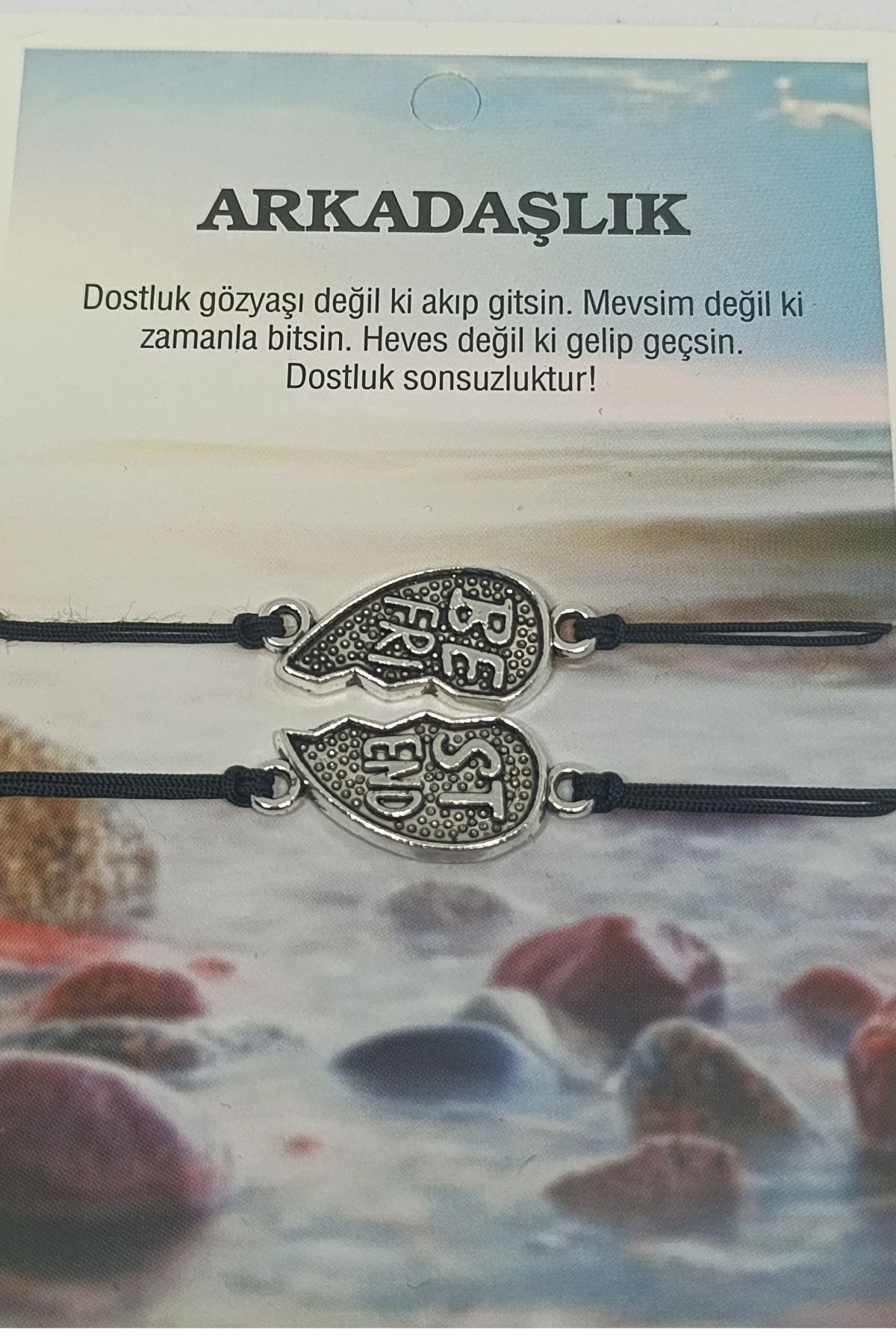 Birmem Best Friend Sonsuz Dostluk Kalp Bileklik Seti Kartlı