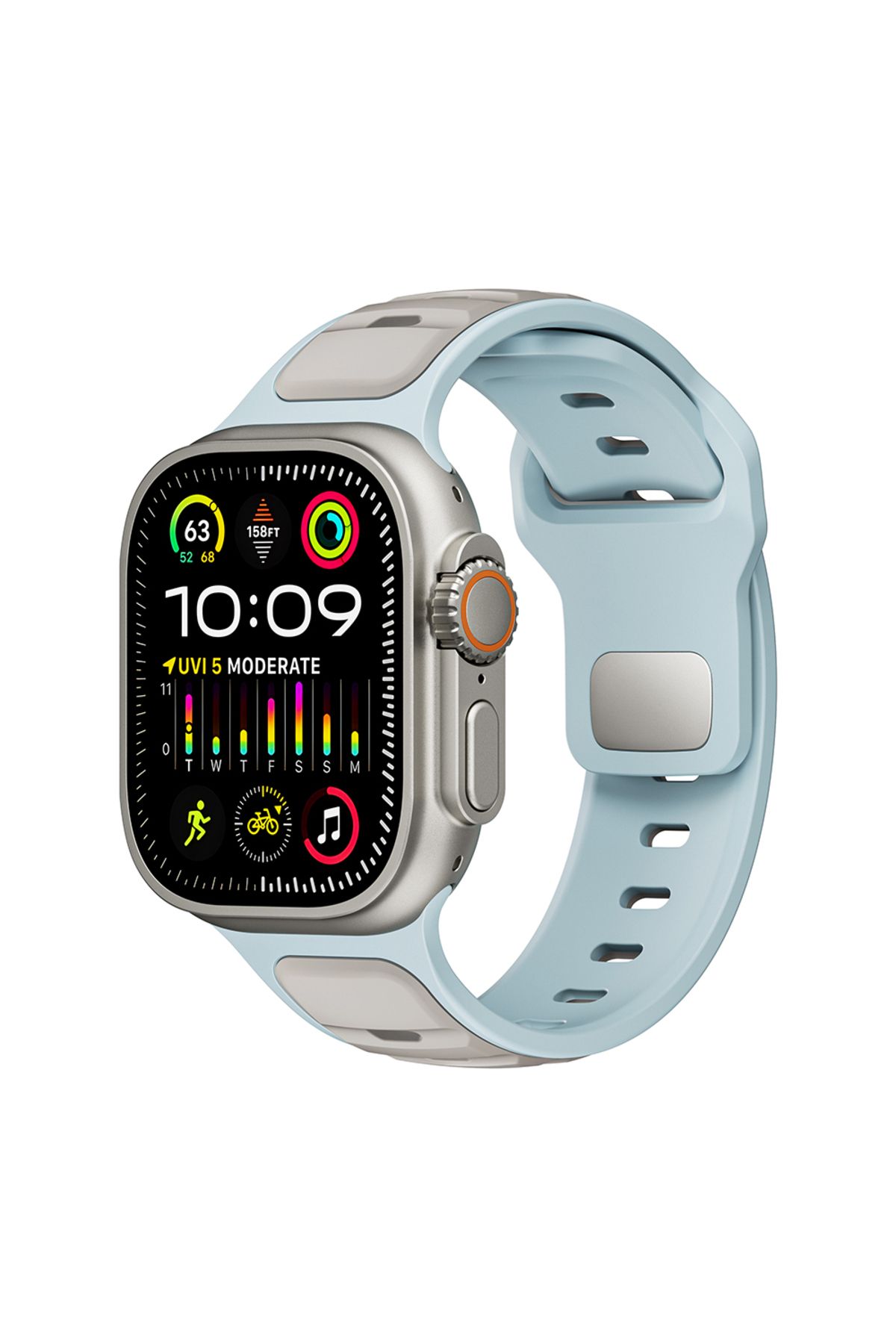 Strap U Apple Watch 3/4/5/6/7/8/9/10/se/ultra/ultra2 44mm/46mm/49mm Uyumlu Ergonomik Tasarım Silikon Kordon