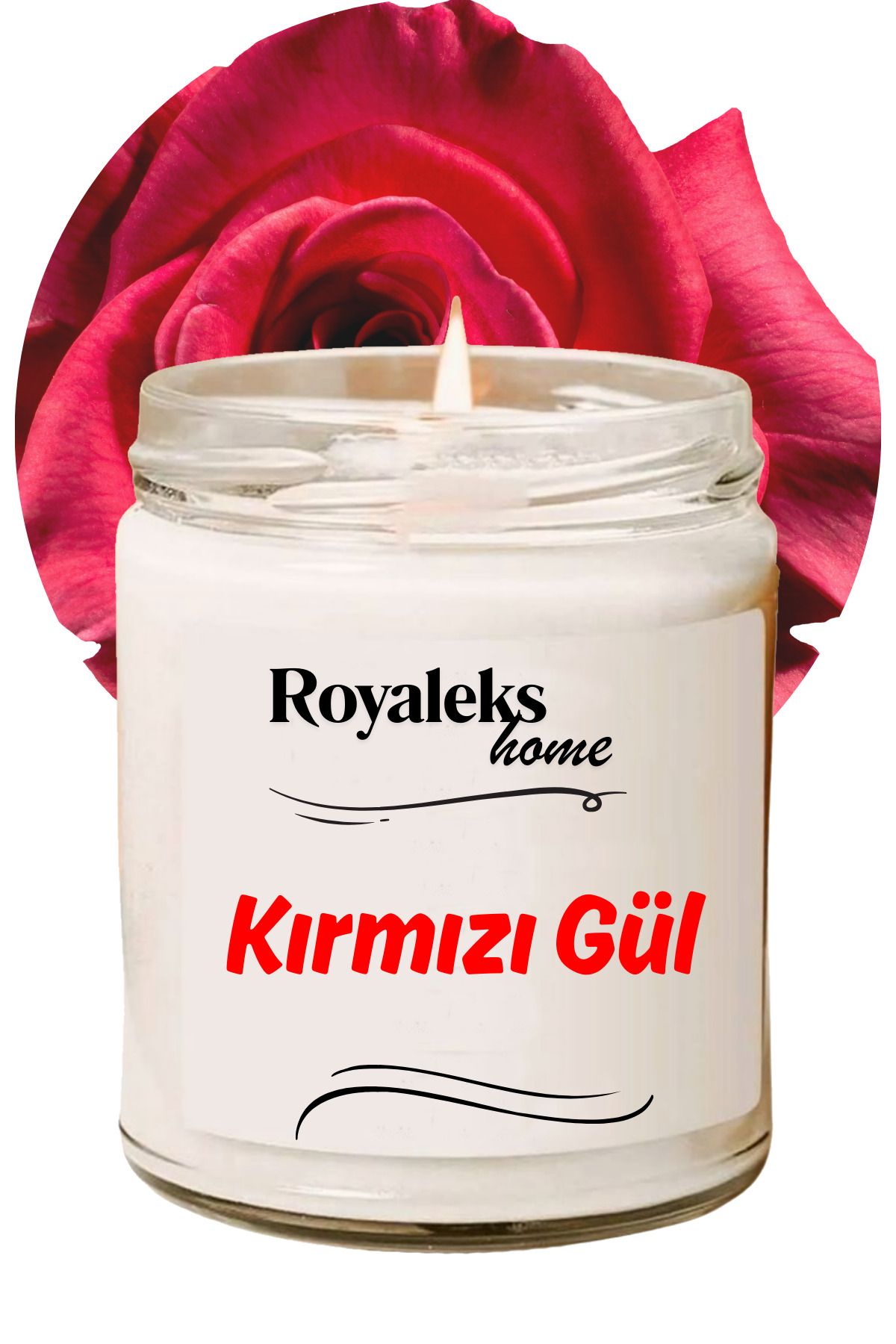 Royaleks Doğal Özel Seri Kokulu Dekoratif Kavanoz Mum 210 cc - Kırmızı Gül Esansı - RYL