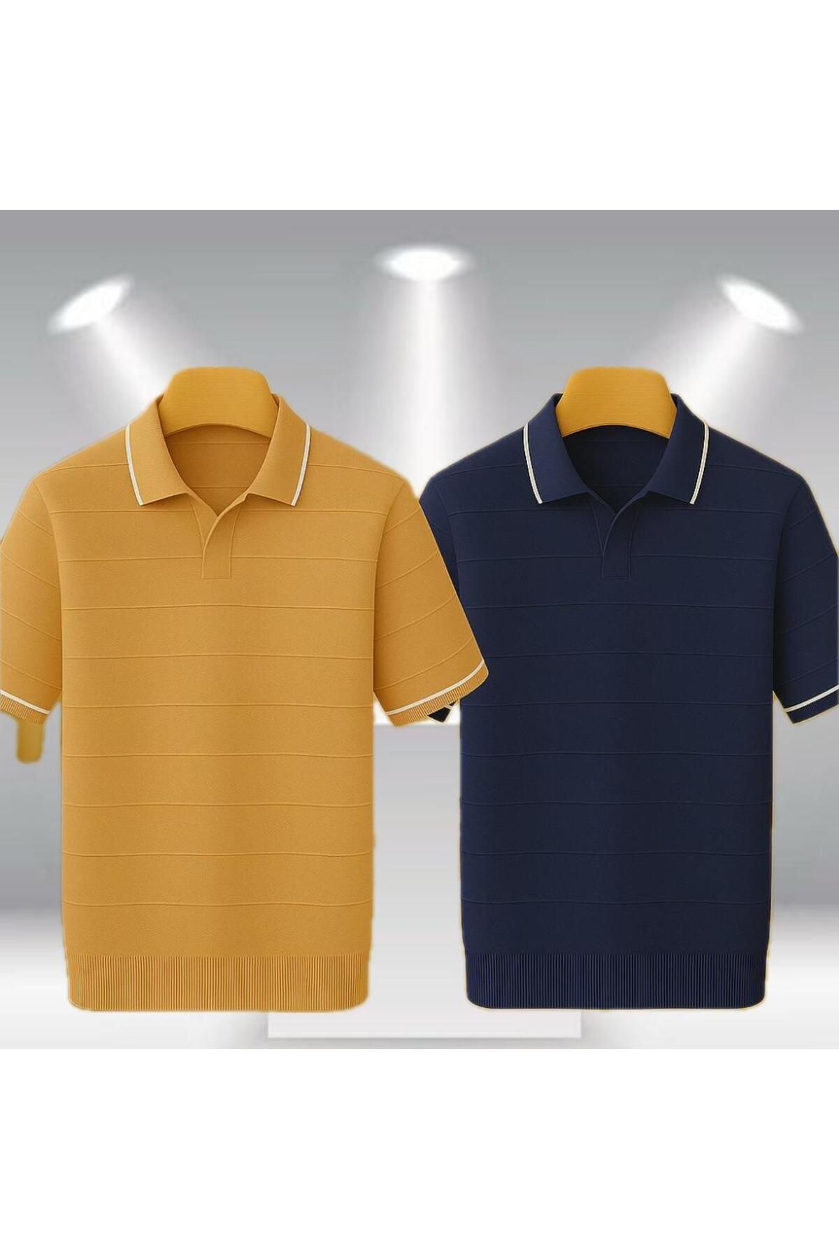 LC Waikiki 2'li Avantaj Paket Polo Yaka Kısa Kollu Çizgili Erkek Yazlık Triko Premium Tişört / T-shirt