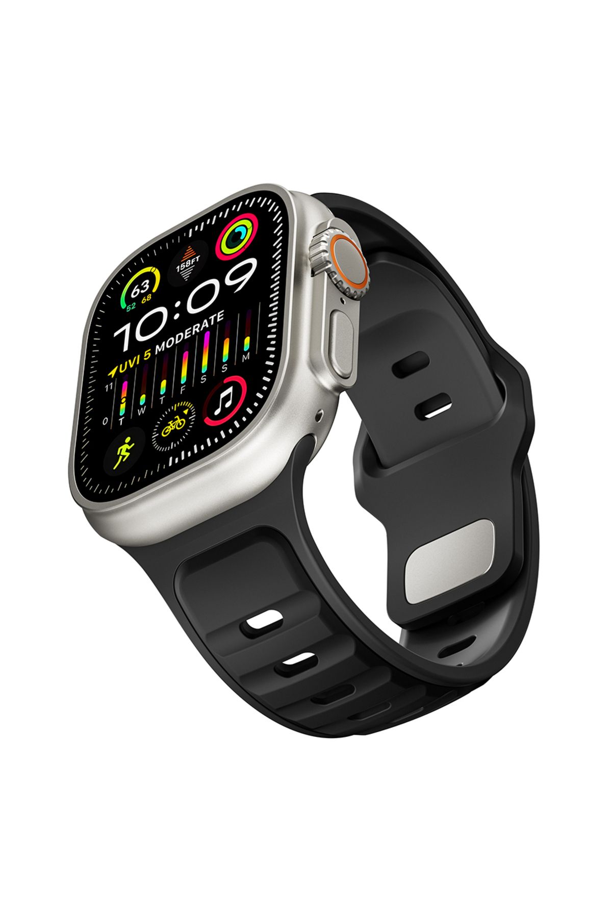 Strap U Apple Watch 3/4/5/6/7/8/9/10/se/ultra/ultra2 44mm/46mm/49mm Uyumlu Ergonomik Tasarım Silikon Kordon