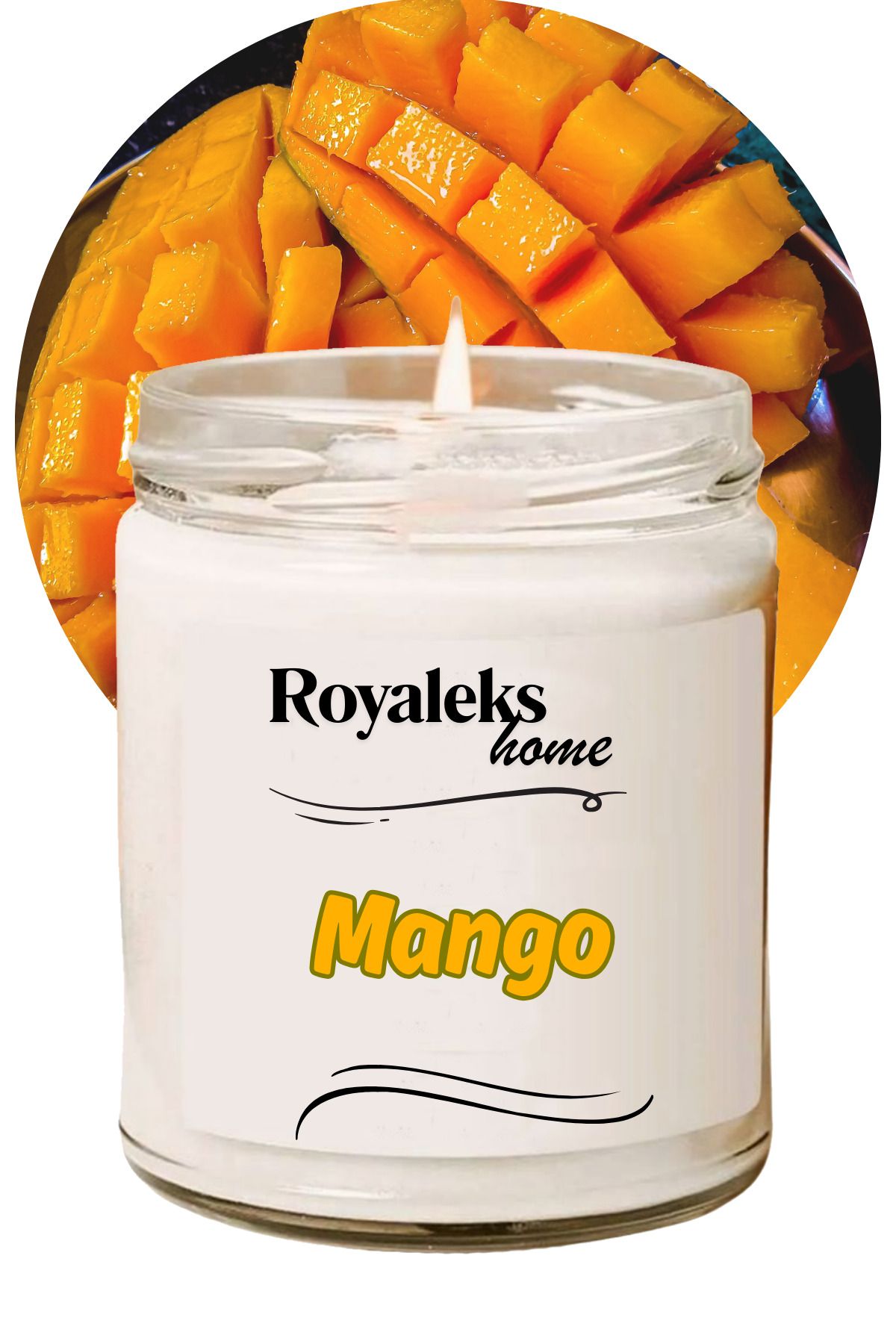 Royaleks Doğal Özel Seri Kokulu Dekoratif Kavanoz Mum 210 cc - Mango Esansı - RYL