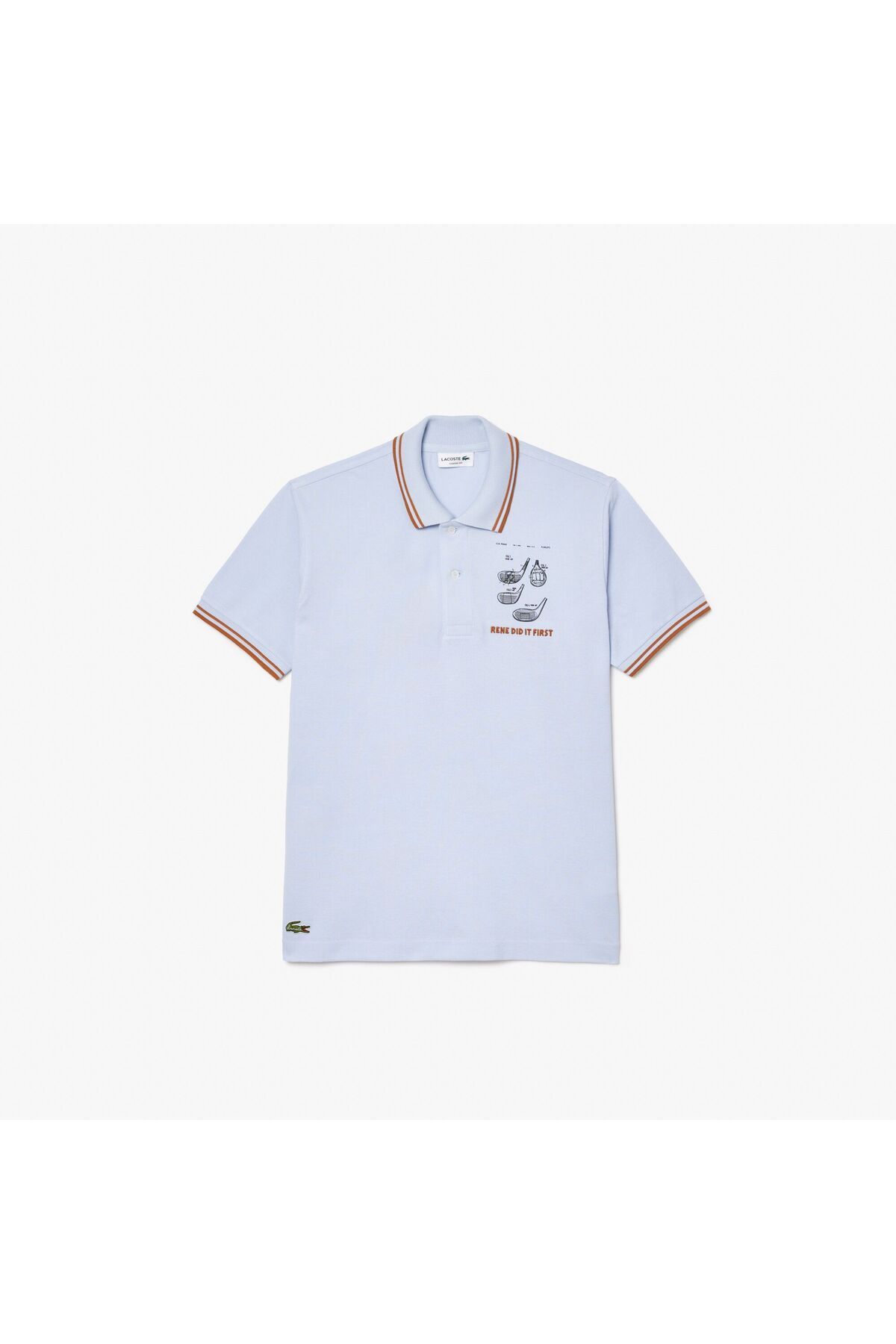 تی شرت یقه پولو مردانه L.12.12 کلاسیک مناسب چاپی چوگان آبی Lacoste