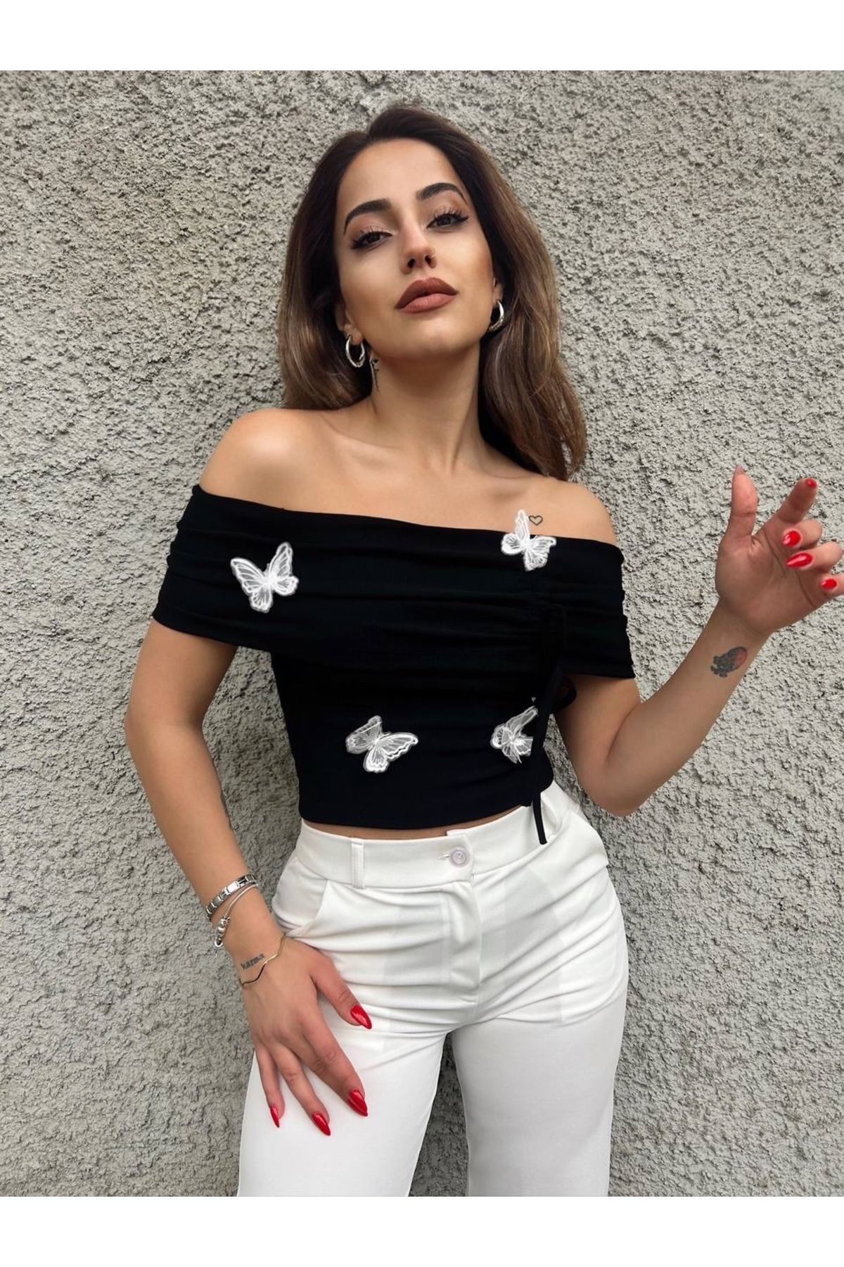 LAVİNİA Kelebekli madonna bluz