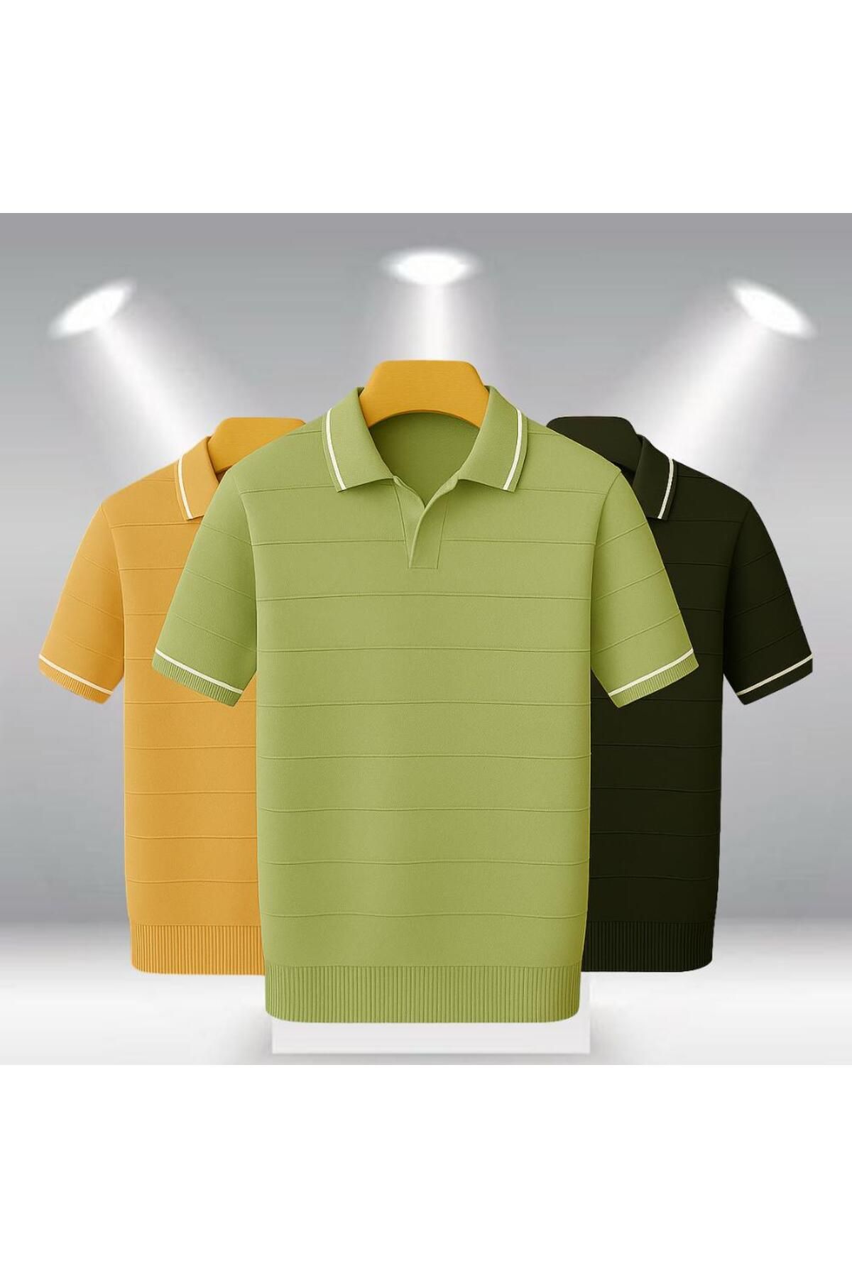 LC Waikiki 3'lü Avantaj Paket Polo Yaka Kısa Kollu Çizgili Erkek Yazlık Triko Premium Tişört / T-shirt