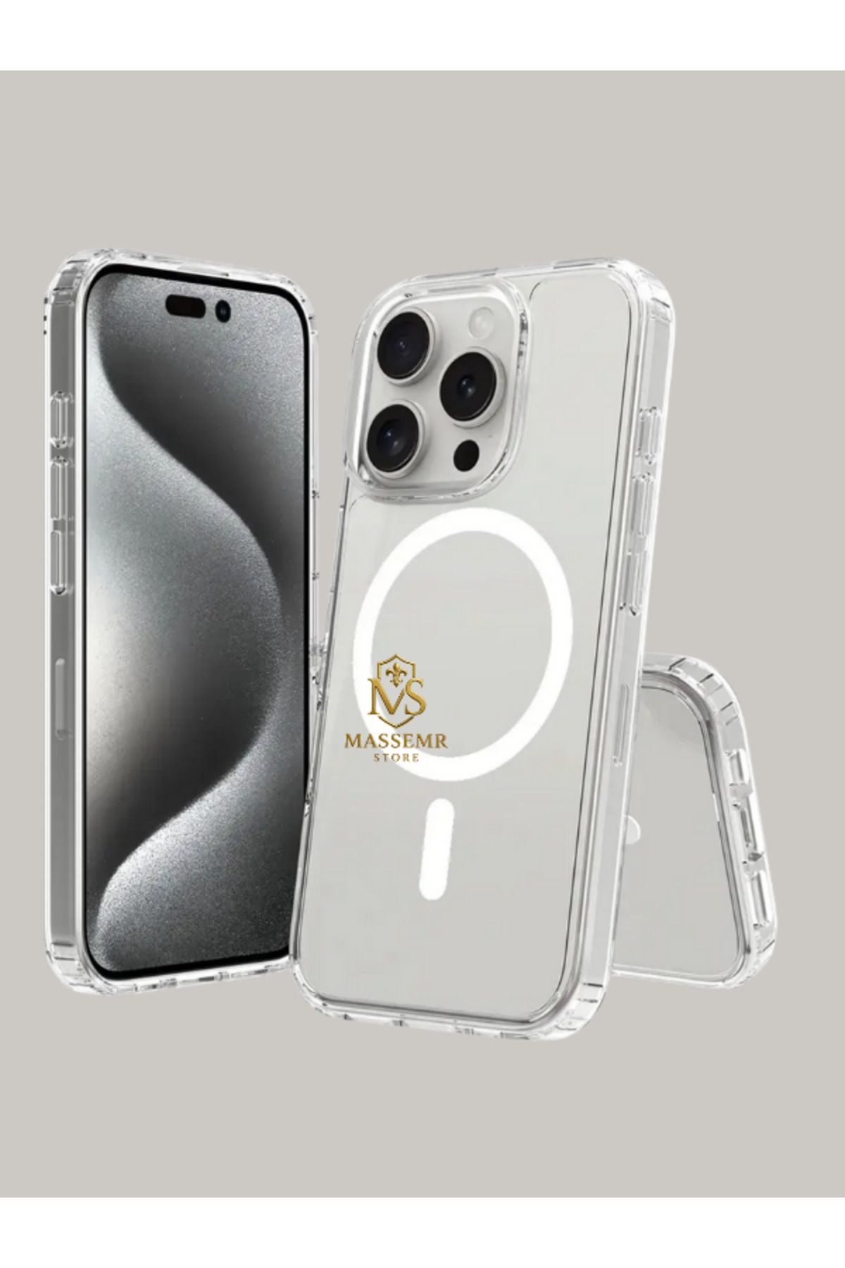 Massemr İPhone 16 Pro Mıknatıslı Şeffaf MagSafe Uyumlu Kılıf – Darbeye Dayanıklı, Şarj Destekli