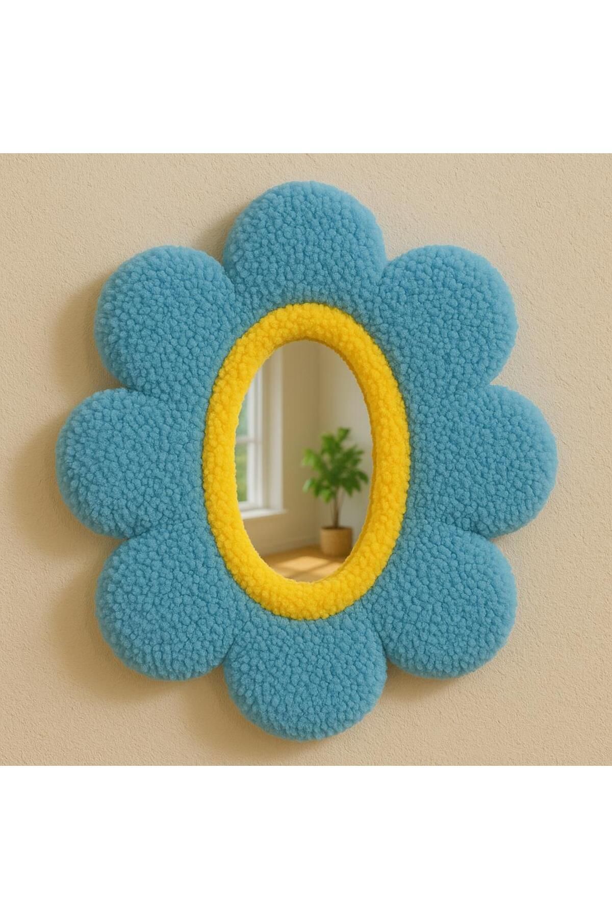 Afro Dekorasyon Tufting Ayna , Tasarım Ayna , Hediyelik Dekor Ayna ,Bohem Retro Ayna
