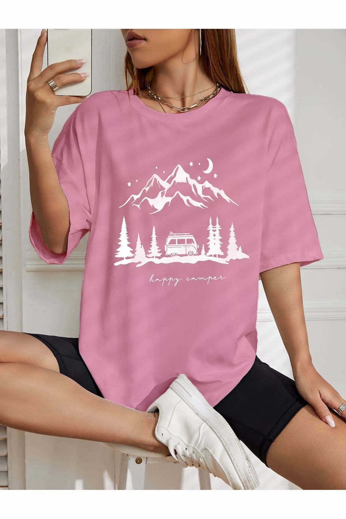ship master oversize geziye çıkan karavan baskılı T-shirt
