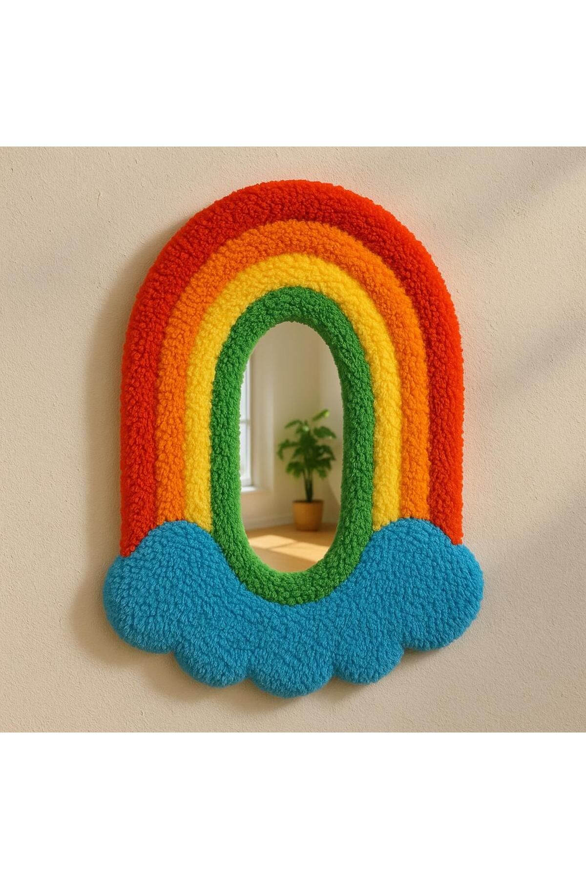 Afro Dekorasyon Tufting Ayna , Tasarım Ayna , Hediyelik Dekor Ayna ,Bohem Retro Ayna