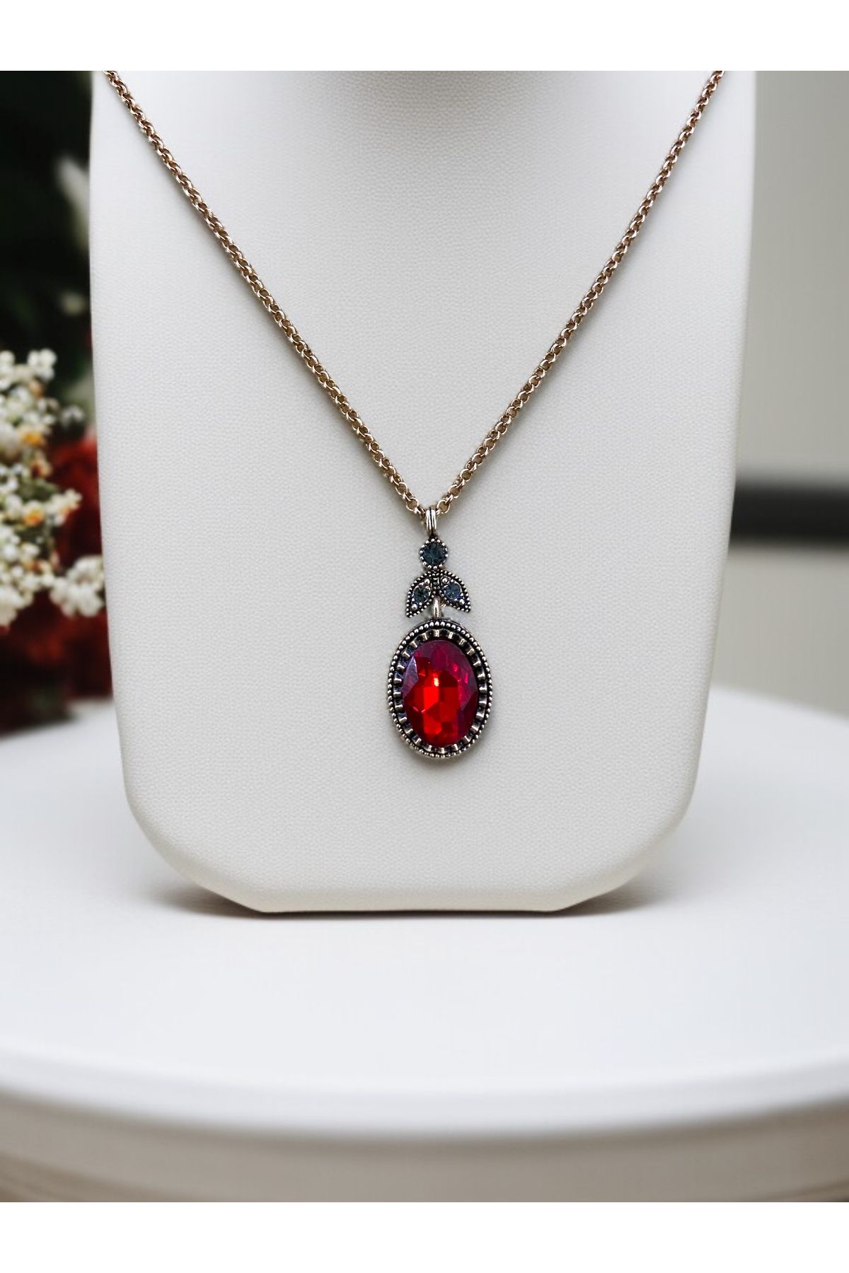 FAYRA ACCESSORIES Kristal Taşlı Oval Kesim Kolye