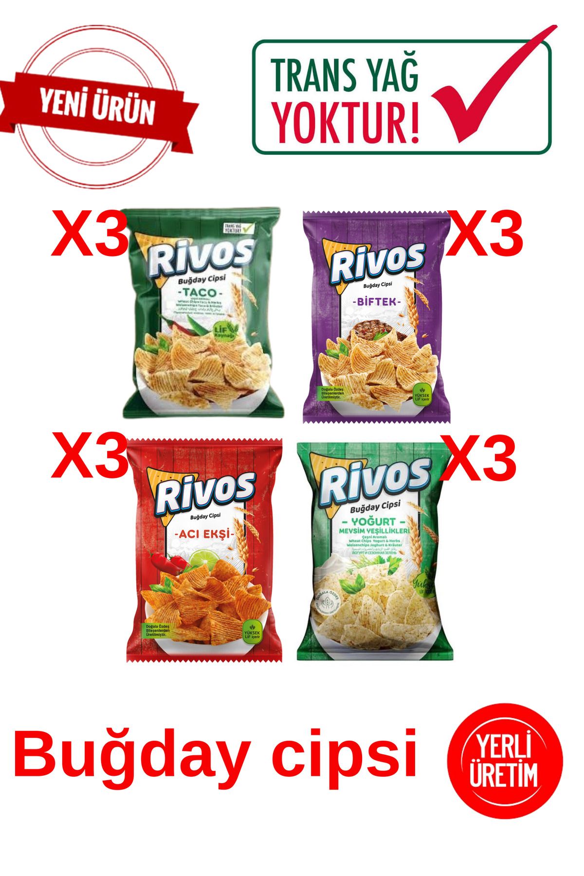 Rivos Buğday cipsi karma 56 g 12 paket