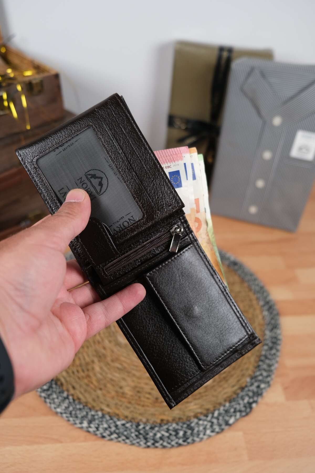 Norvi Leather Bozuk Para Gözlü Hakiki Deri Cüzdan Siyah Renk