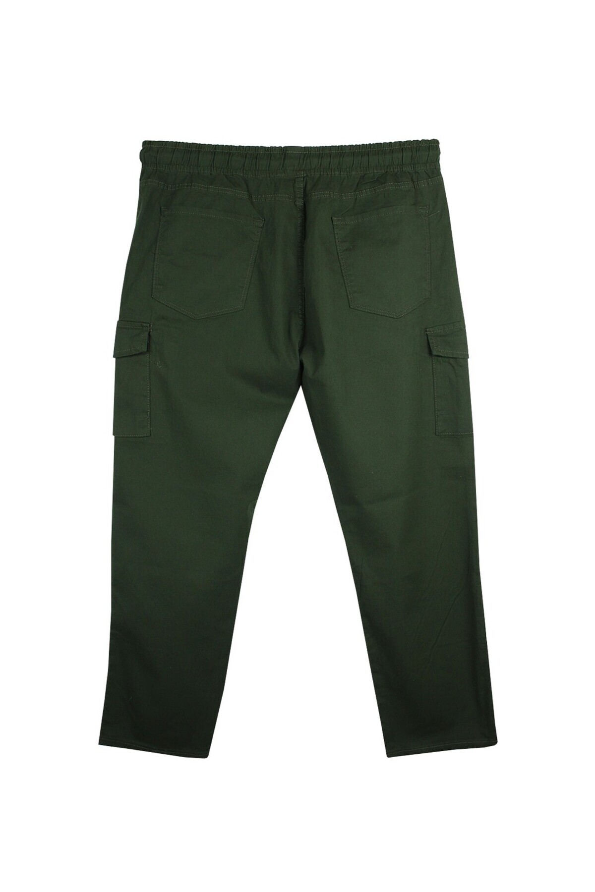 tambattal-Large Size Lace-Up Gabardine Trousers with Cargo Pockets 3