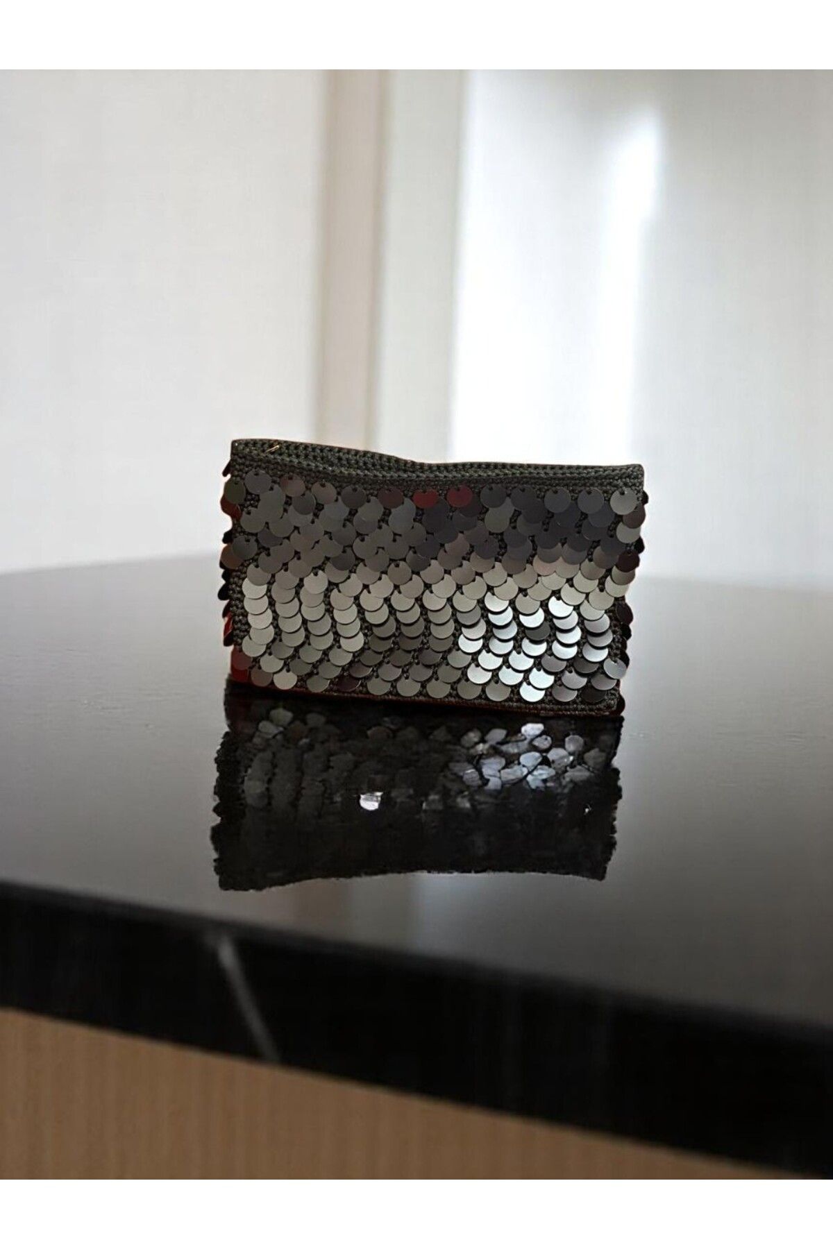 AxeIon Işıltılı Pul Detaylı ve Davet Clutch Çanta