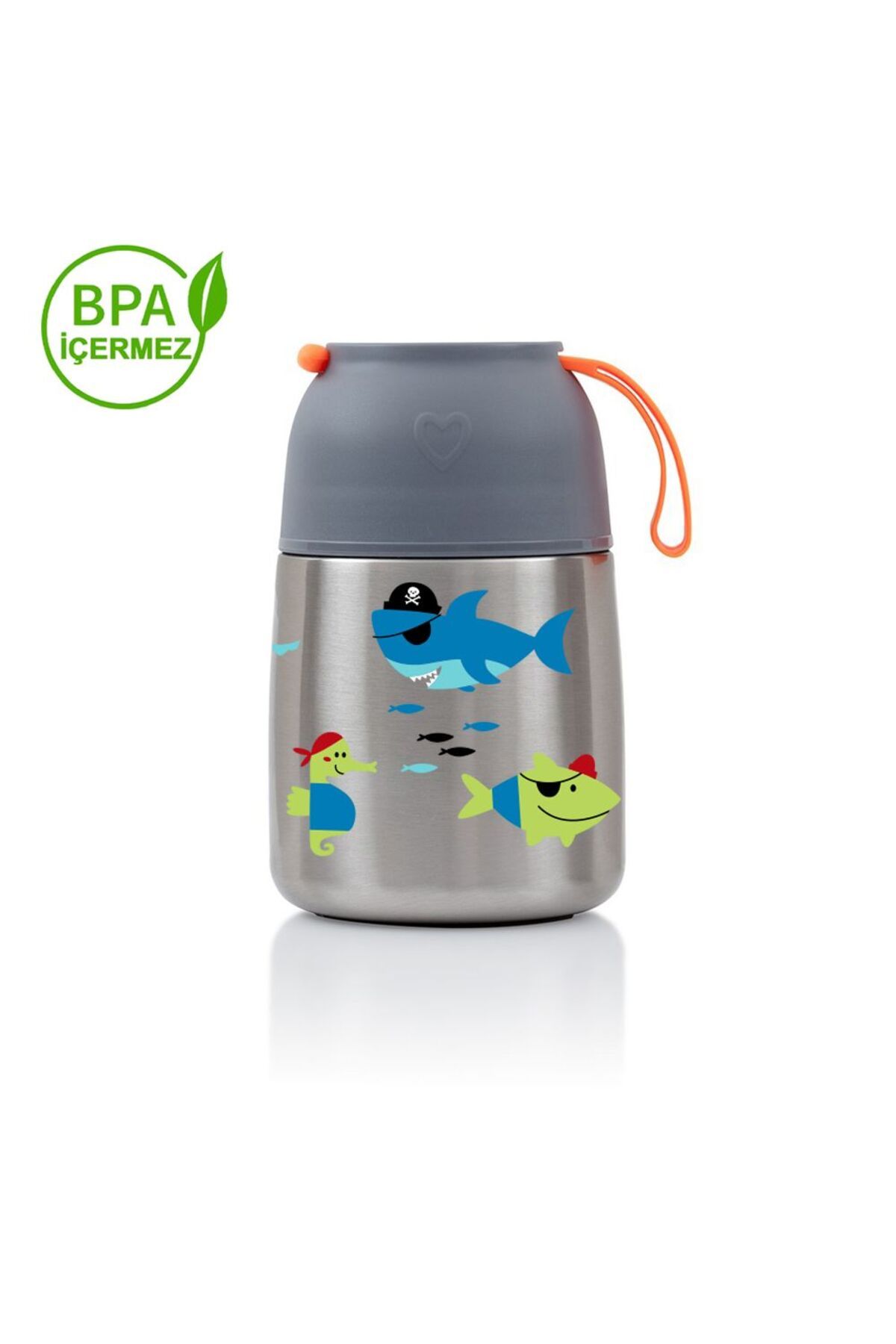 HOPEFUL DESİGN 450ML BALIK BASKILI Bebek Mama Saklama Termosu Vakumlu Çift Taraflı Termos