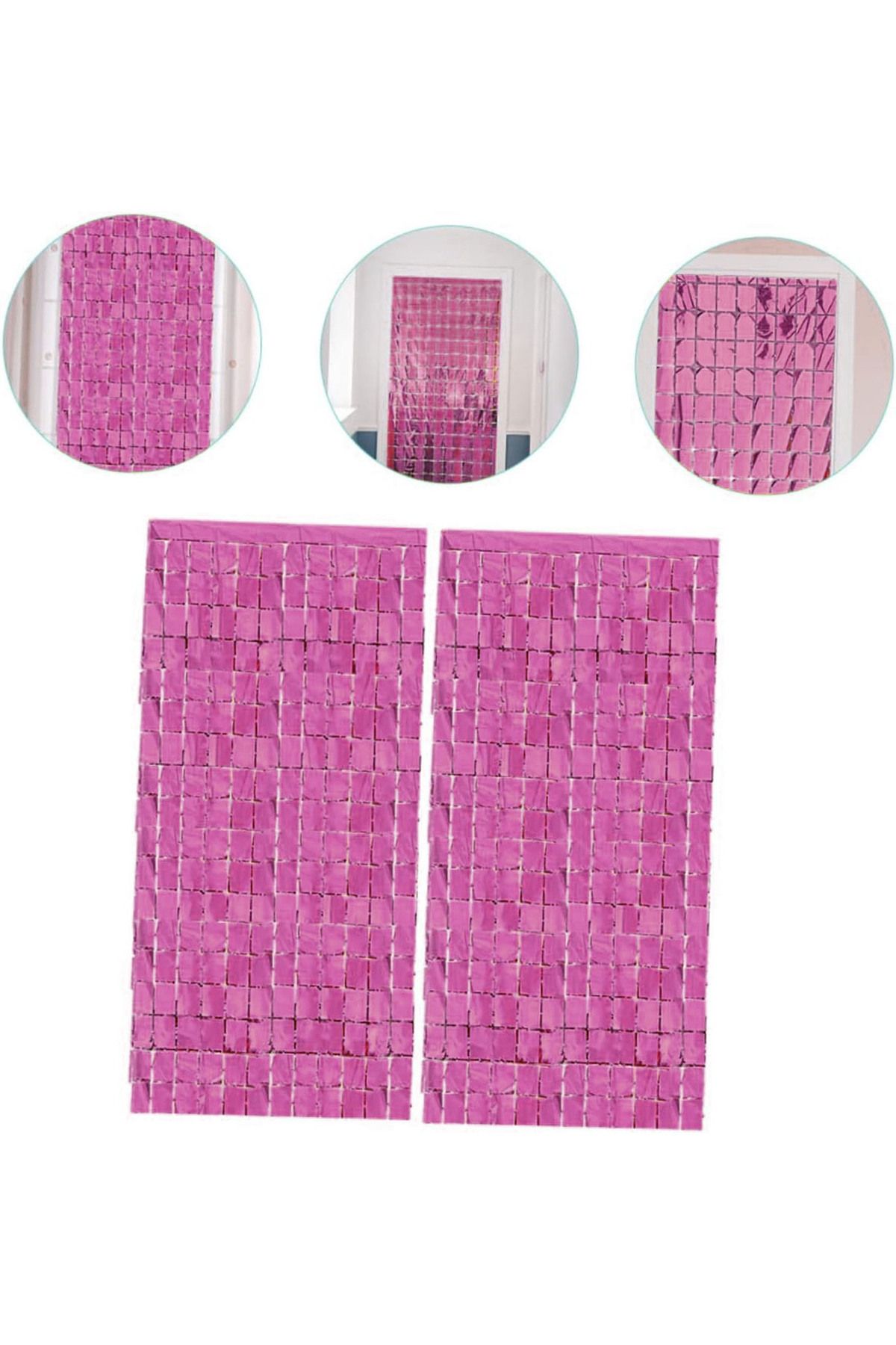 Avantaj Kapıda ® Ekstra Metalize Rose Gold Renk Disko Dikdörtgen Kesim Kapı Perdesi Dekorasyon 1x2 Me