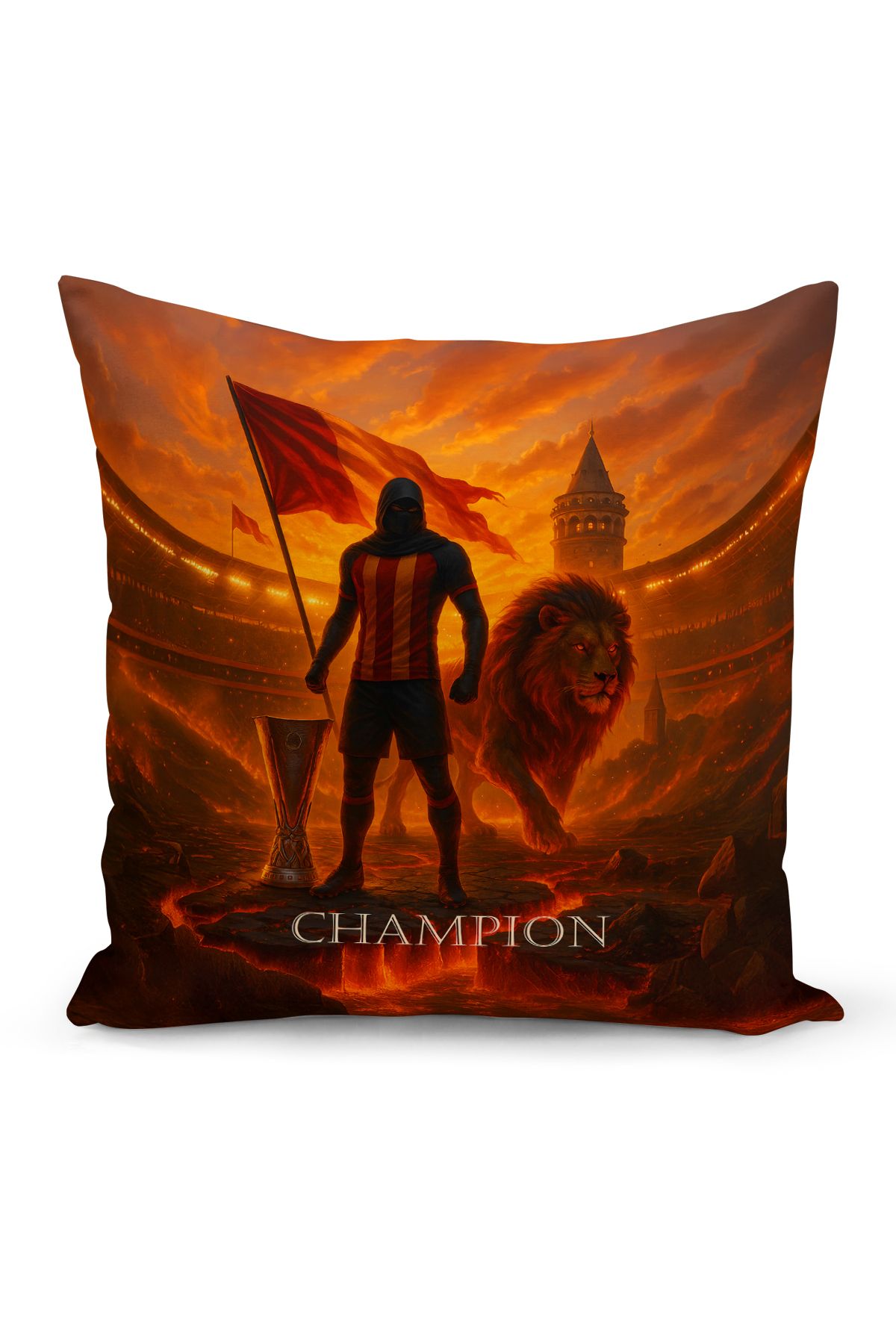 Bertille Home Çocuk Bebek Sarı Kırmızı Taraftar Futbol Serisi Kırlent Kılıfı (Cushion Cover)