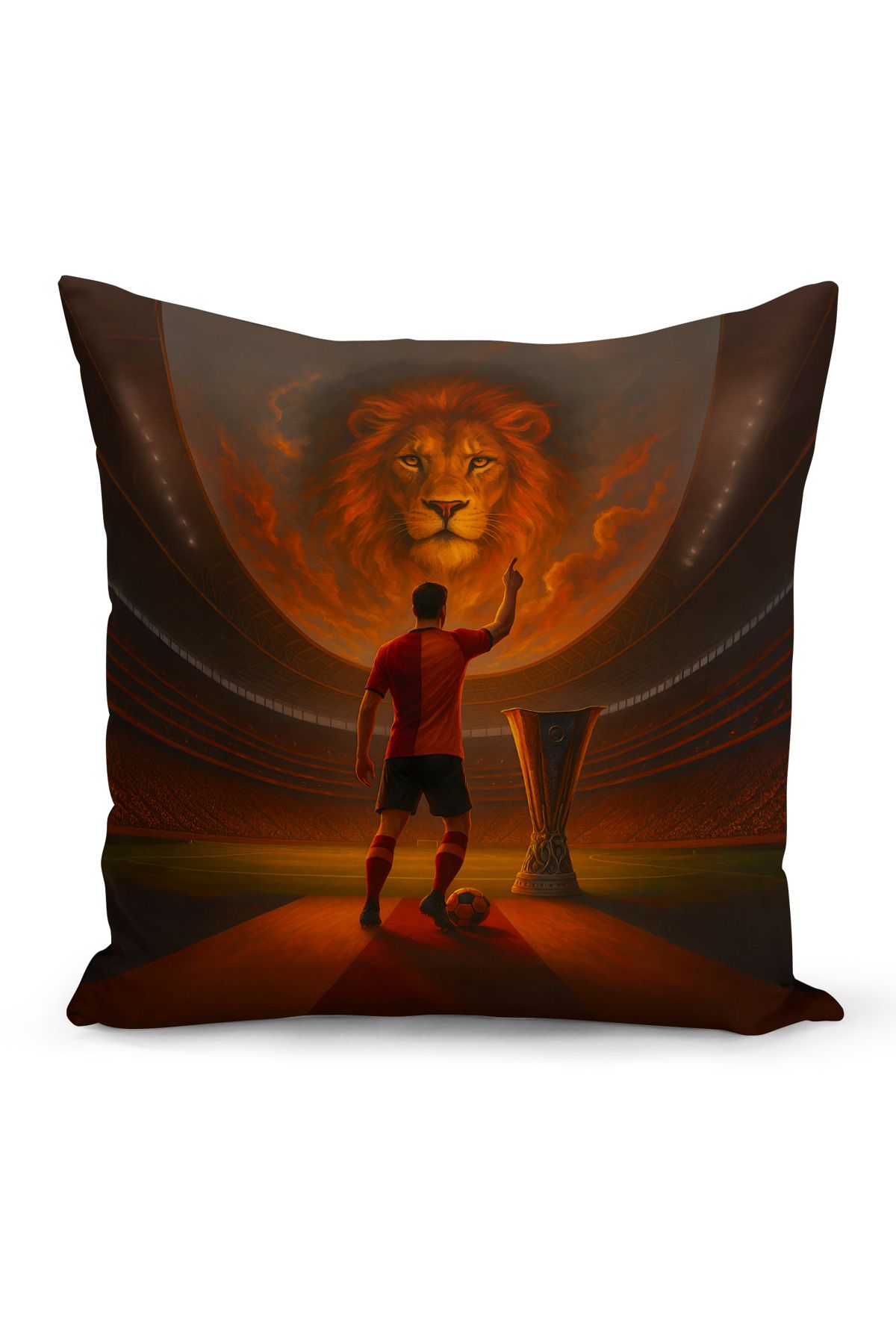 Bertille Home Çocuk Bebek Sarı Kırmızı Taraftar Futbol Serisi Kırlent Kılıfı (Cushion Cover)