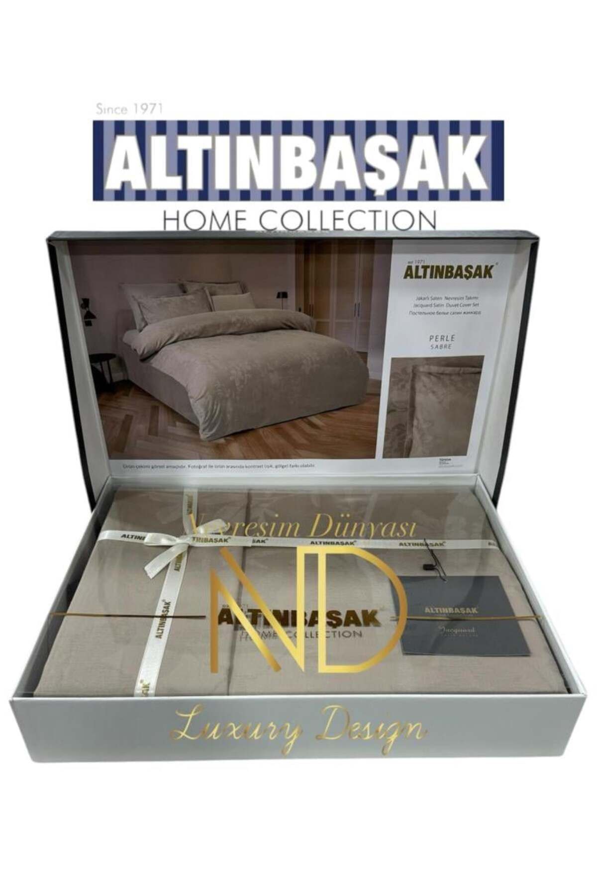FAYMEM GLOBAL Jakarlı Saten Çift Kişilik Nevresim Takımı Perle Sabre