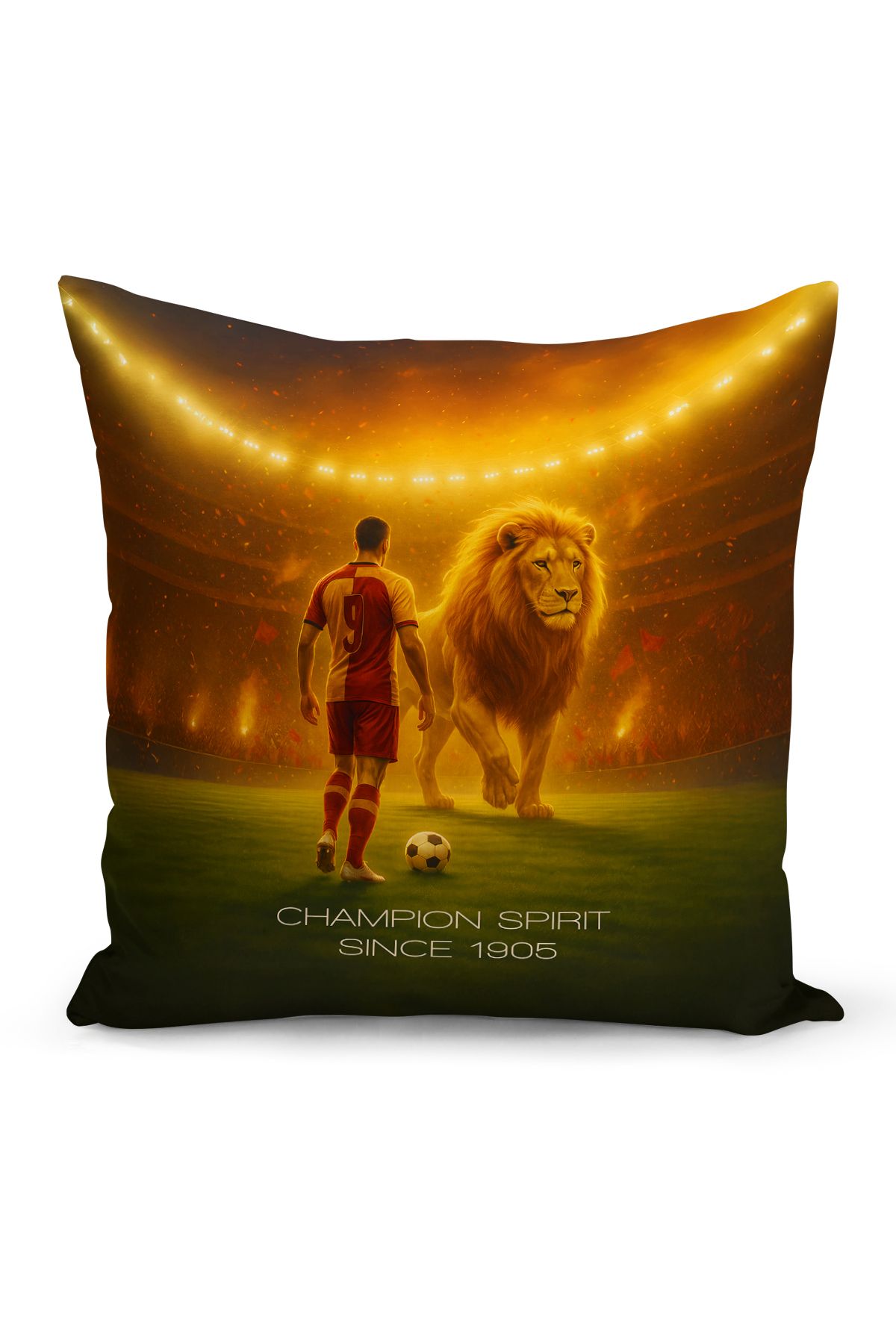 Bertille Home Çocuk Bebek Sarı Kırmızı Taraftar Futbol Serisi Kırlent Kılıfı (Cushion Cover)
