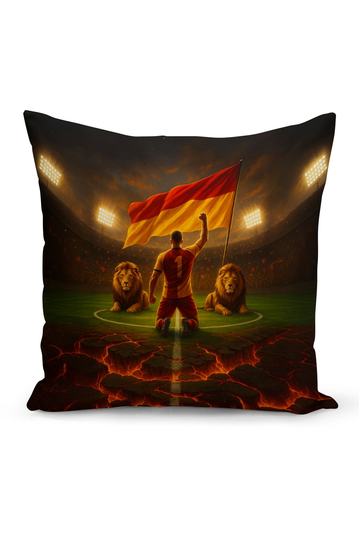 Bertille Home Çocuk Bebek Sarı Kırmızı Taraftar Futbol Serisi Kırlent Kılıfı (Cushion Cover)