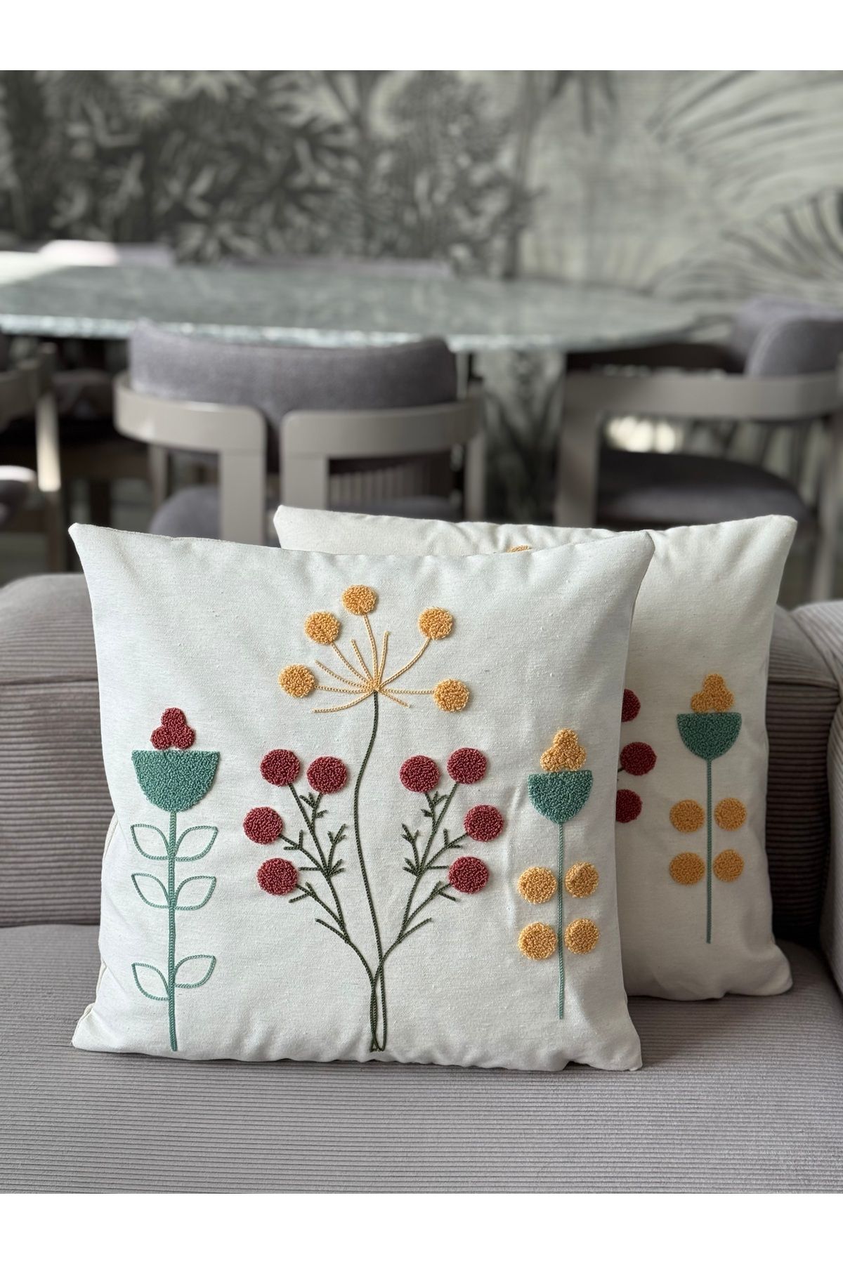 Skhome Modern Punch işlemeli Kırlent Kılıfı 1 Adet 43x43cm(PNC-128)