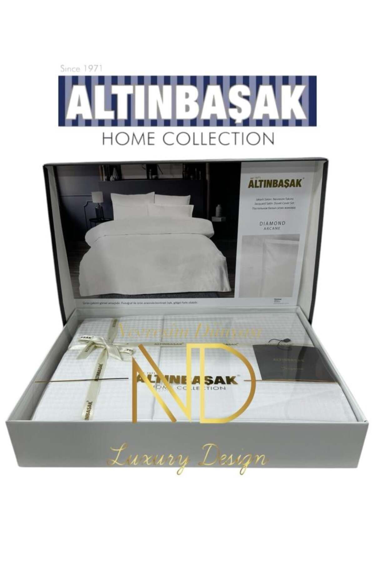 FAYMEM GLOBAL Jakarlı Saten Çift Kişilik Nevresim Takımı Dıamond Arcane