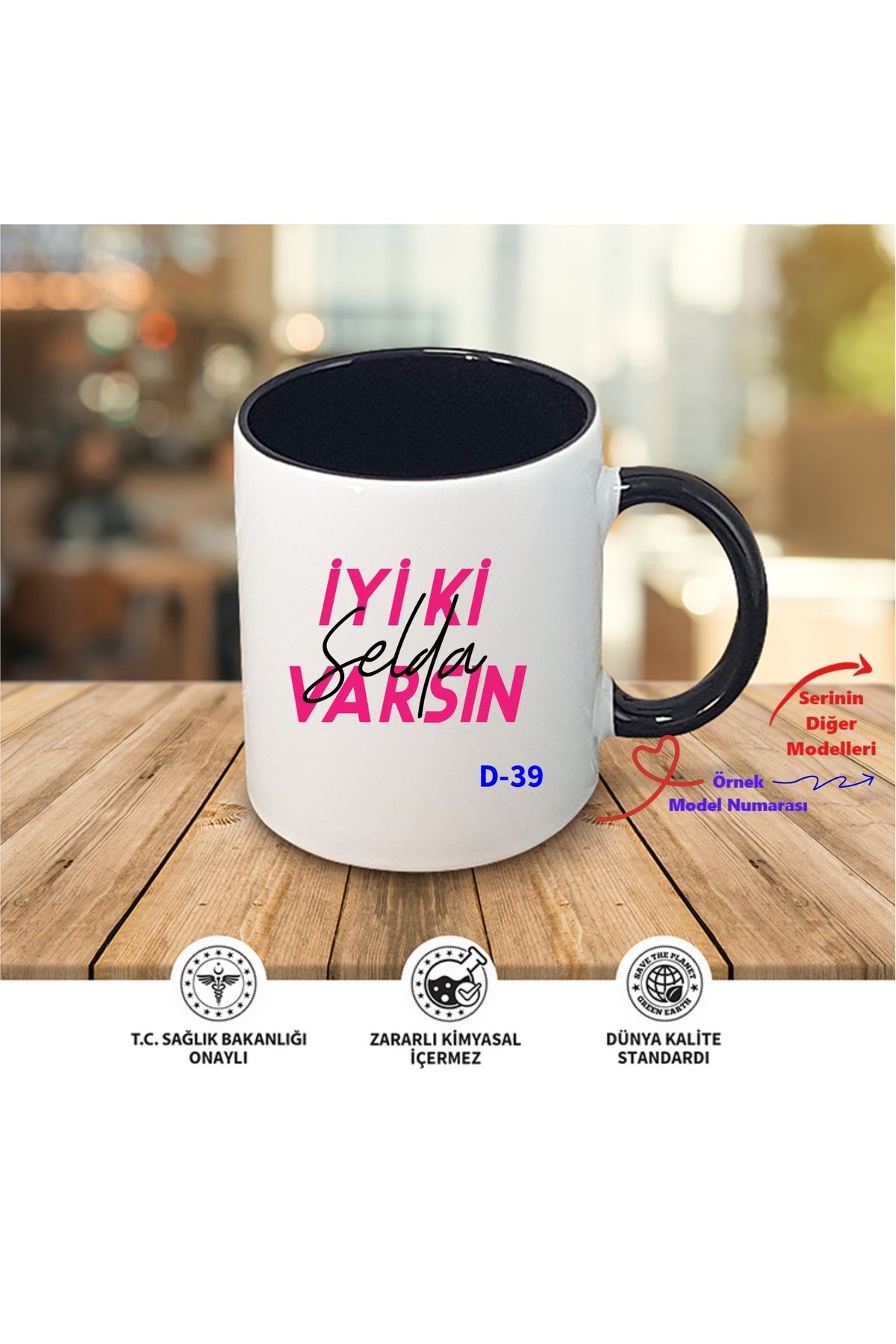 E-Hediyeci Kişiye Özel Siyah Kupa Bardak, Doğum Günü Hediyelik Tasarımlar D Serisi