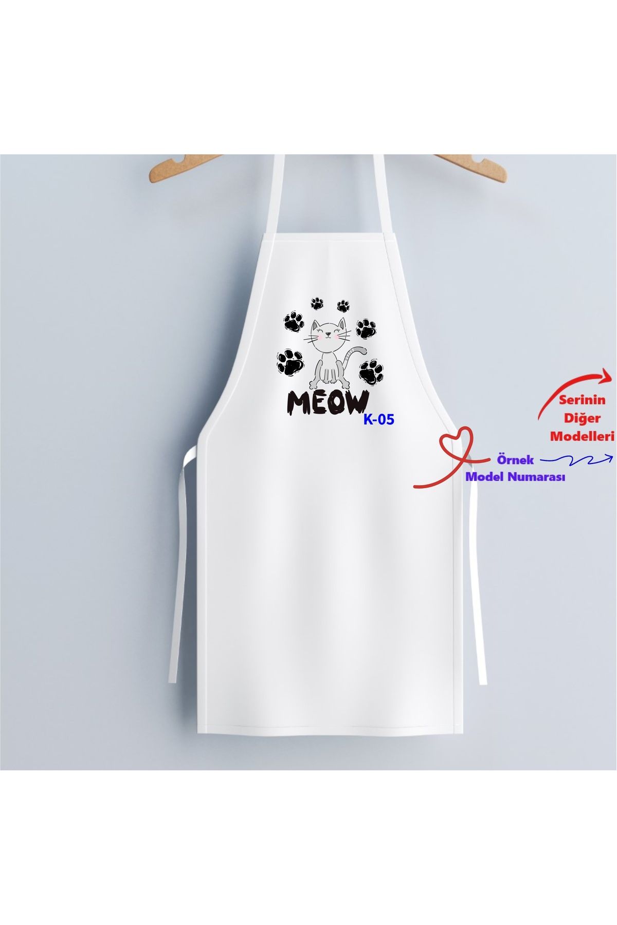 E-Hediyeci Kedi Tasarımlı Mutfak Önlüğü, Hediyelik Kedili Önlükler, Kedili Hediyeler K Serisi (100 Model)
