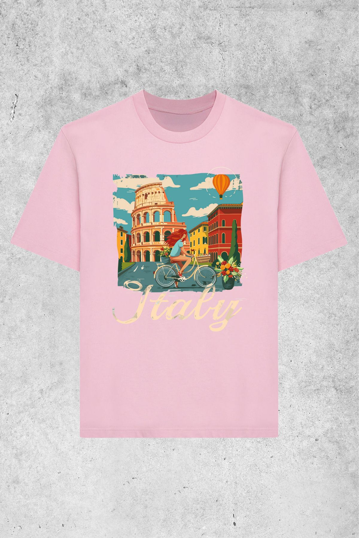 MOLICO Basic unisex Sıfır yaka kısa kollu ITALY baskılı tshirt