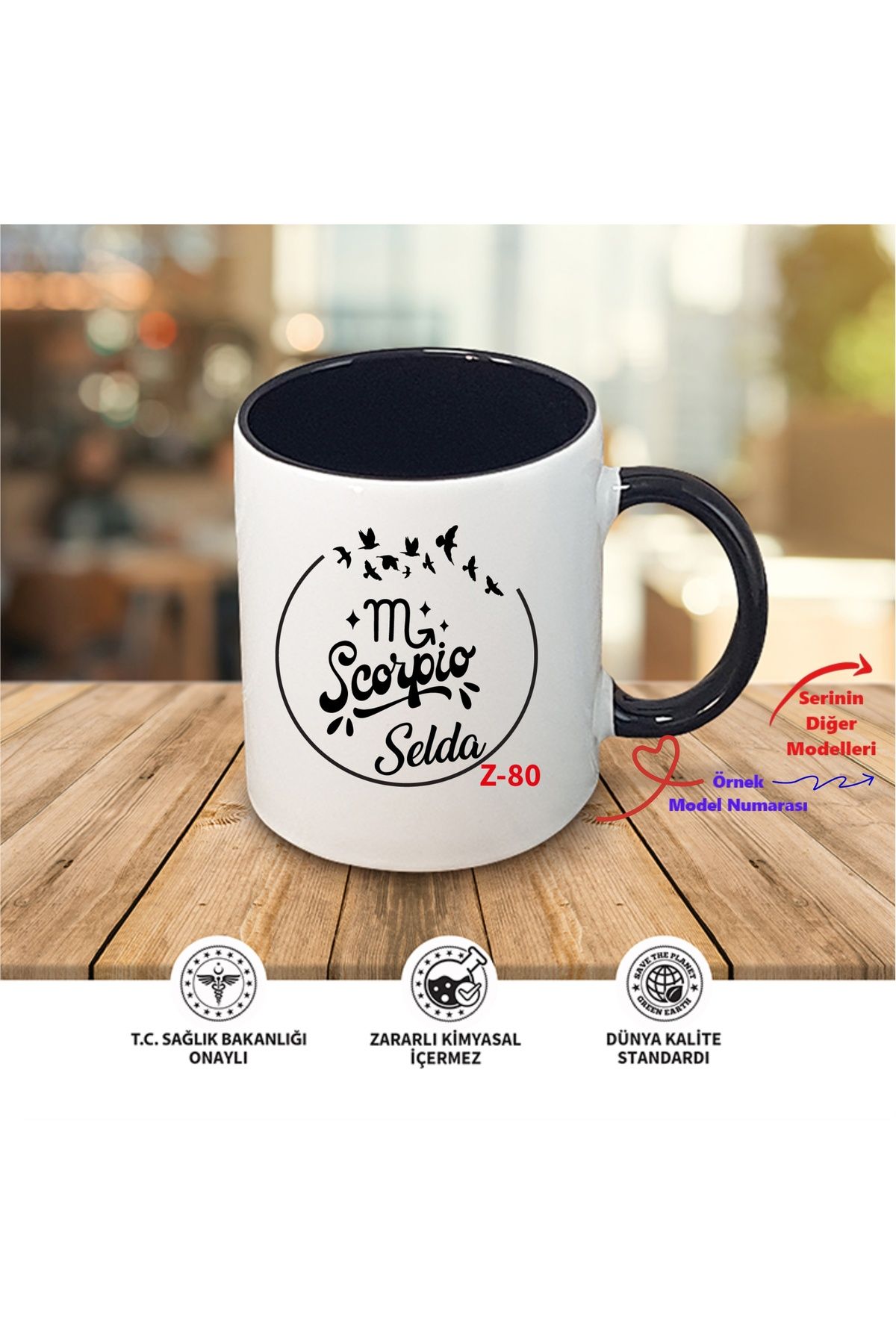 E-Hediyeci Kişiye Özel Burç Temalı Siyah Kupa, Burçlara Özel Tasarımlar Z2 Serisi