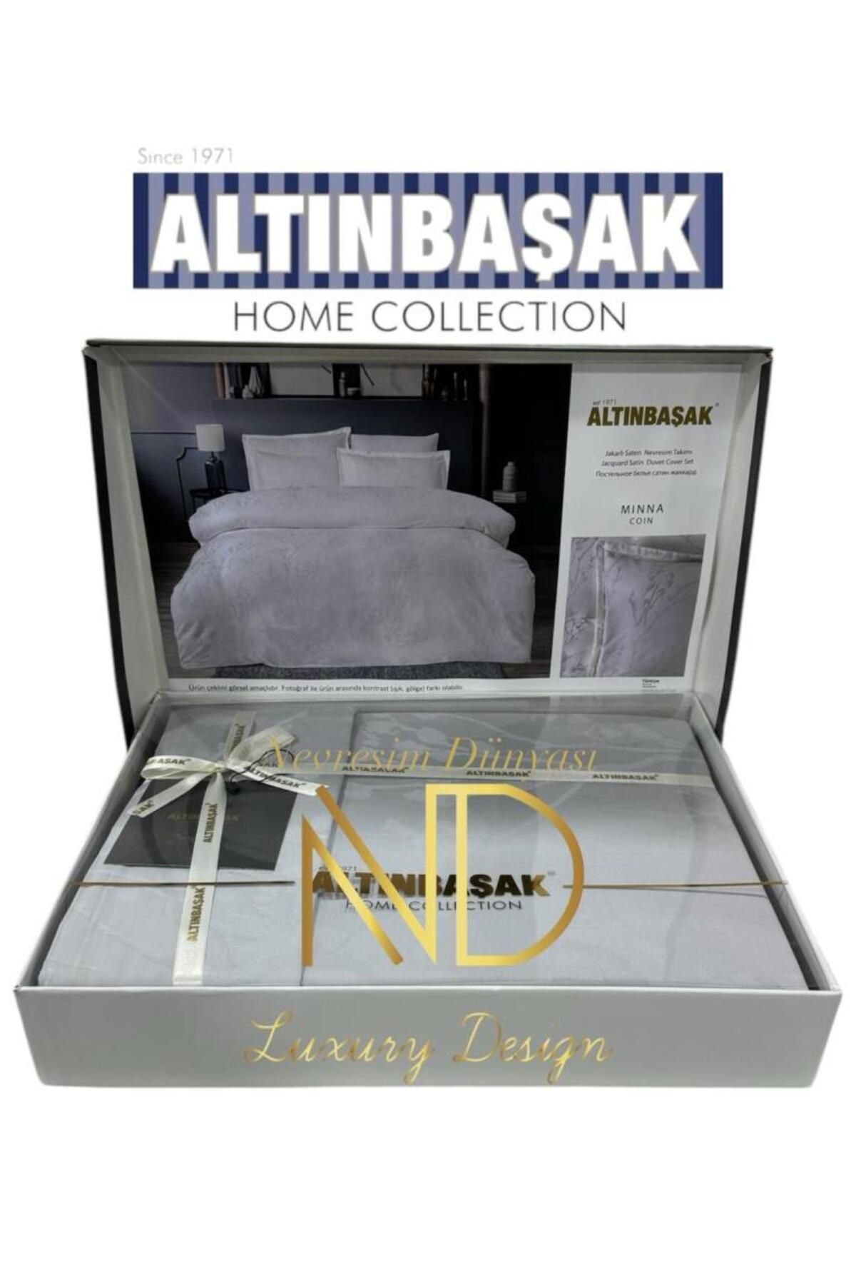 FAYMEM GLOBAL Jakarlı Saten Çift Kişilik Nevresim Takımı Minna Coin
