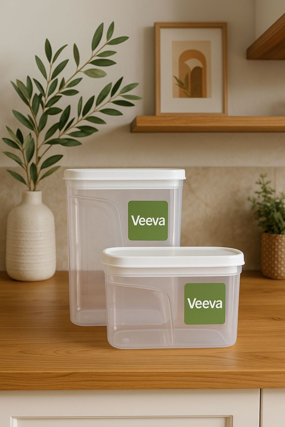 Veeva 2'li erzak kabı seti-tahıl & bakliyat saklama kabı-cereal box