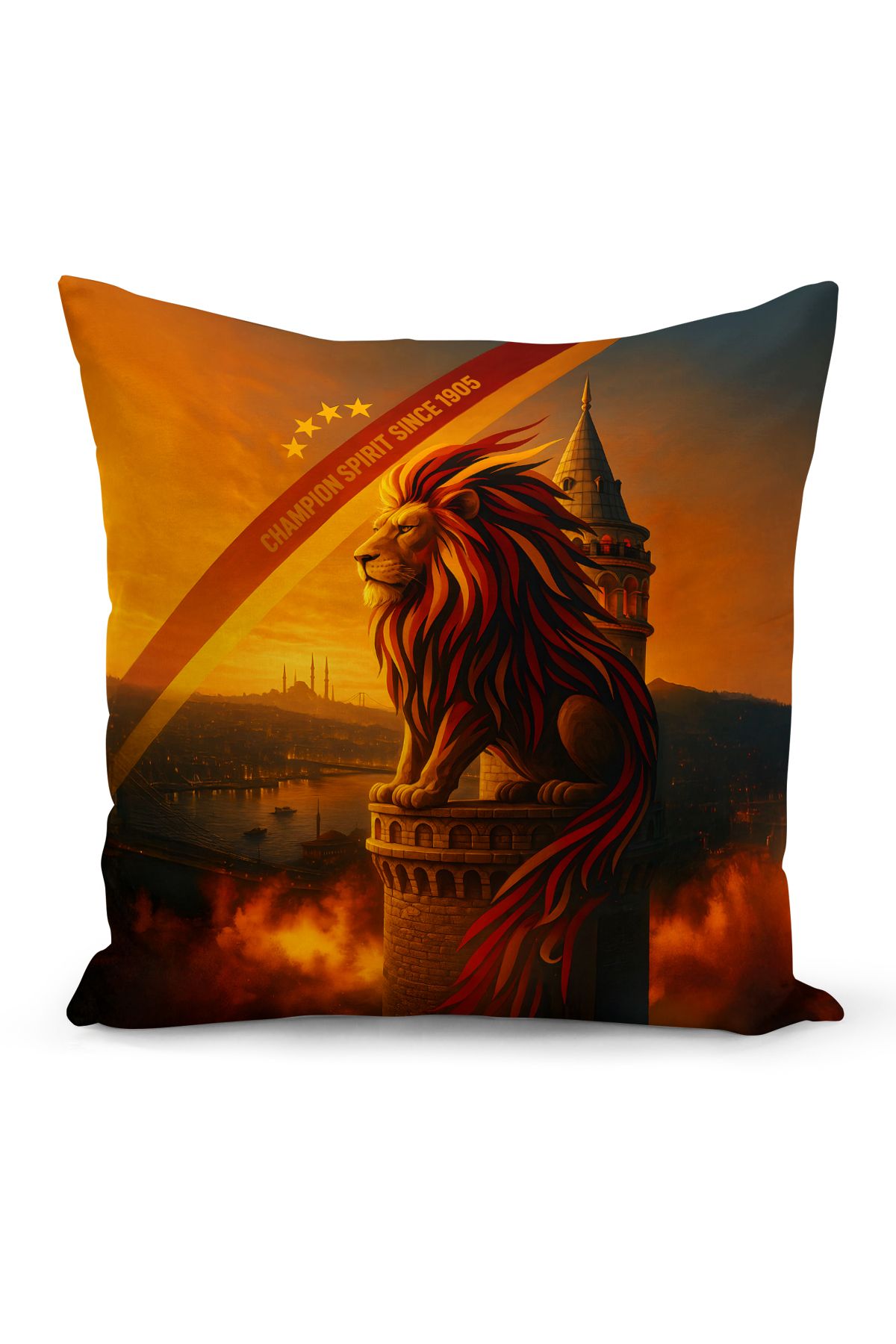 Bertille Home Çocuk Bebek Sarı Kırmızı Taraftar Futbol Serisi Kırlent Kılıfı (Cushion Cover)