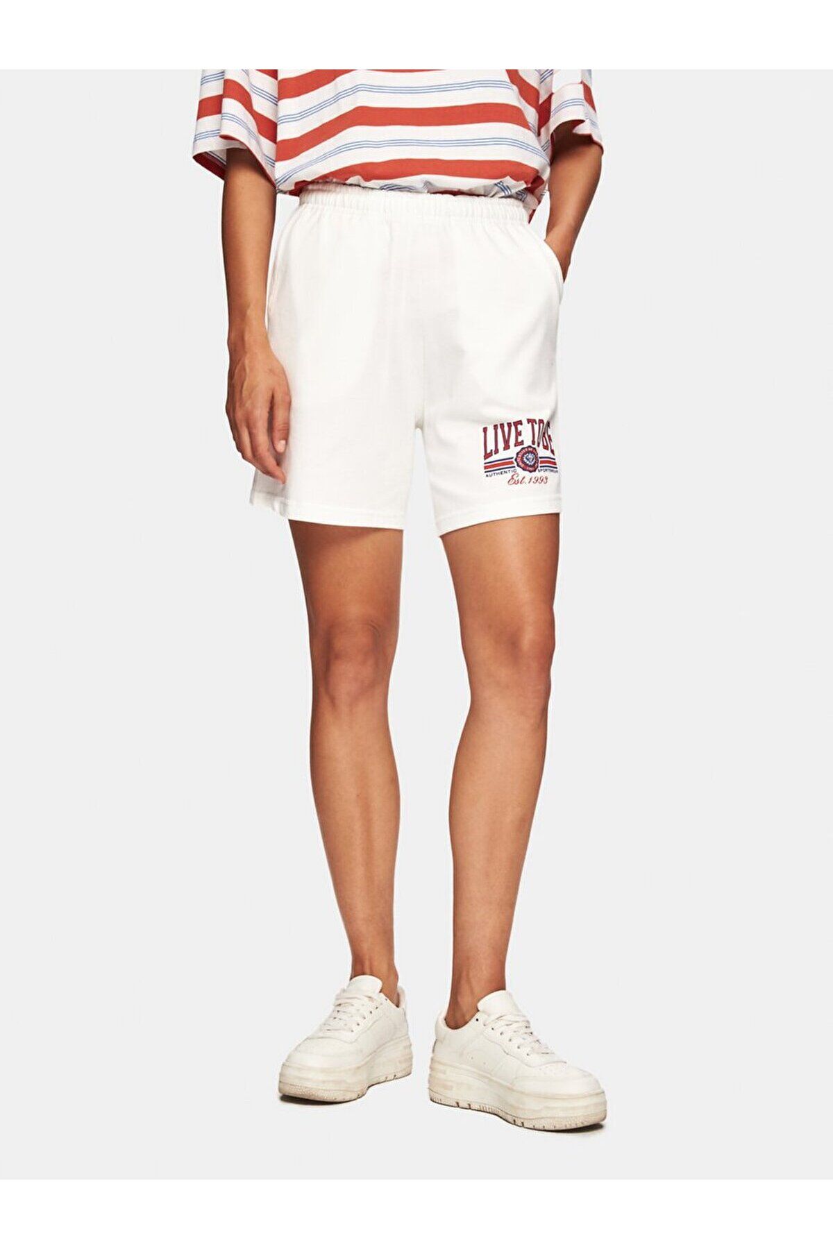Ltb-Printed Regular Midi White Shorts 3