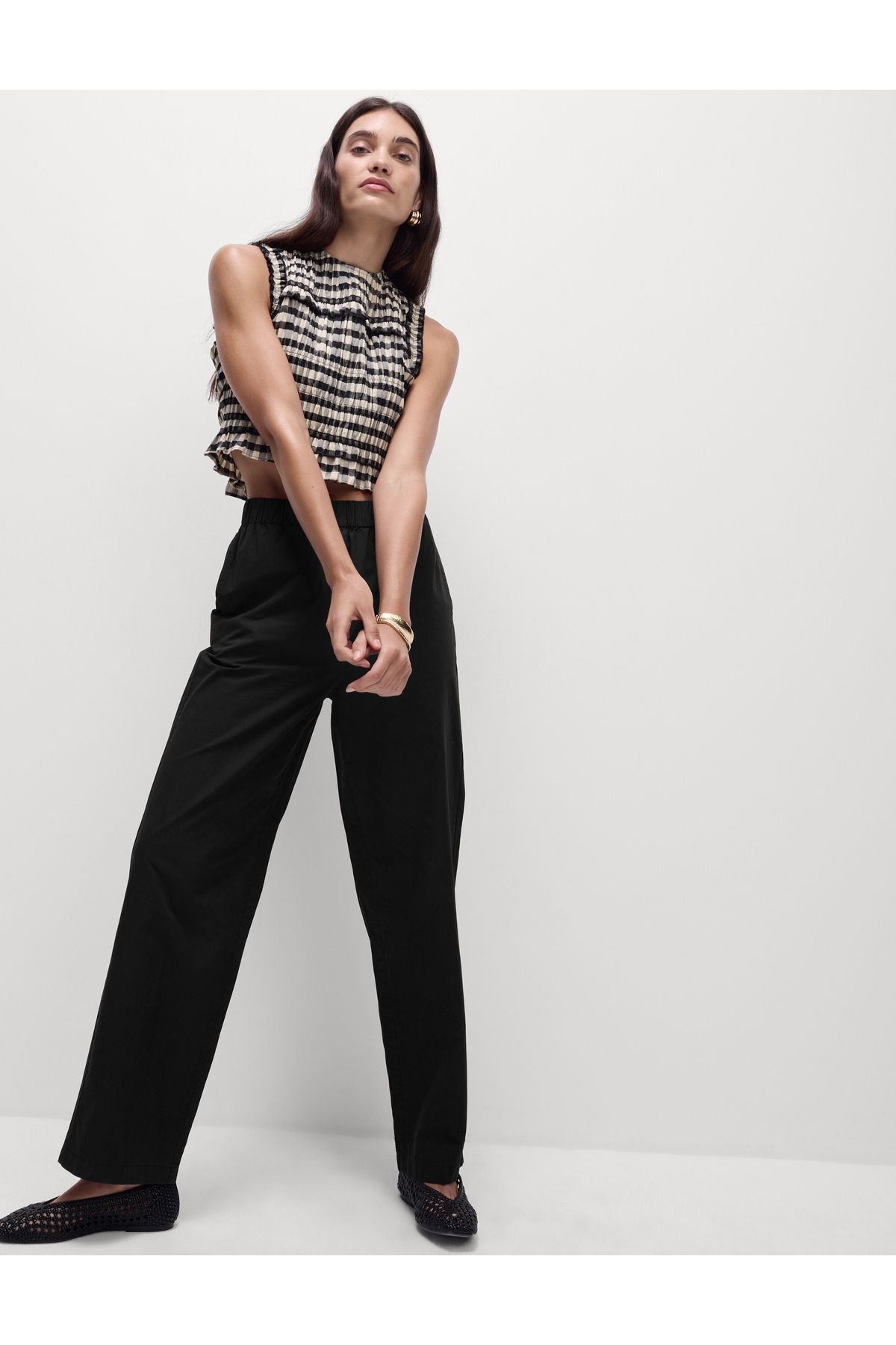 Marks & Spencer Saf Pamuk Poplin Straight Leg Pantolon