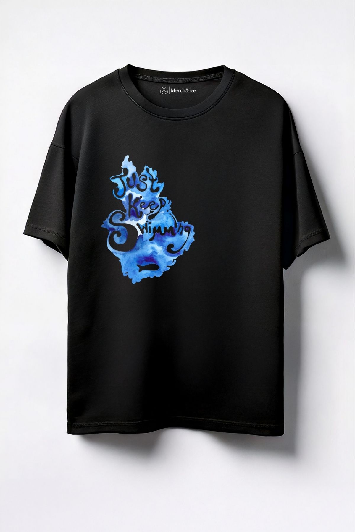 Merch&ice Just Keep Swimming Baskılı Unisex Oversize T-Shirt